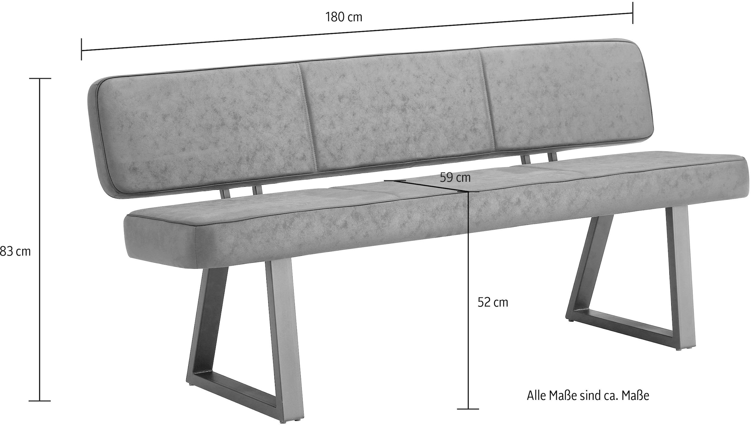 Duo Collection Banc »Tara Bank mit Rückenlehne« revêtement microfibre de haute qualité, avec ressorts ensachés, supporte jusqu'à 260 kg