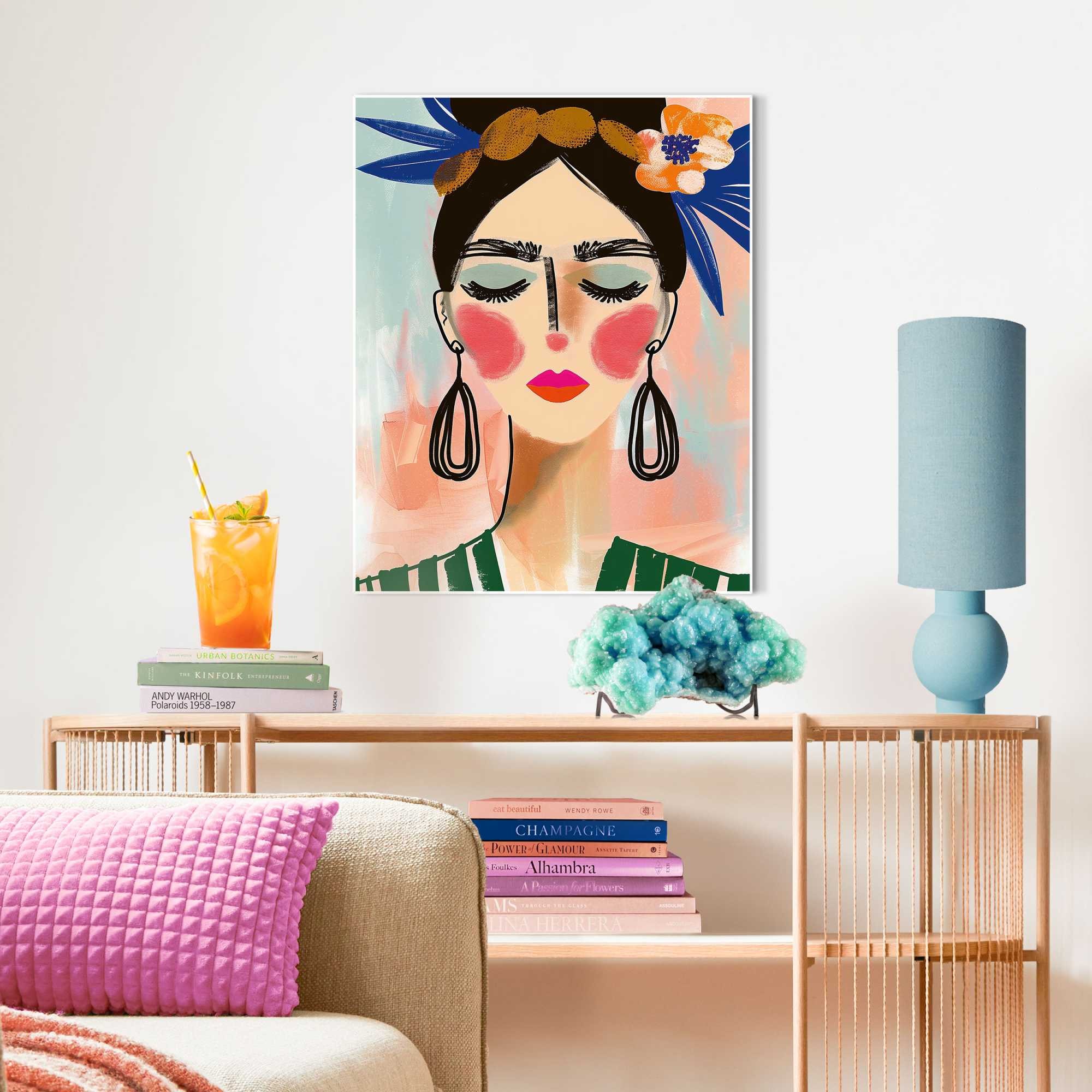 Image of Reinders Bild mit Rahmen "Spring Face" 1 Stk. tlg. Wohnzimmer - Frau - Gesicht - Abstrakt - Mehrfarbig - MDF - 40x50 cm