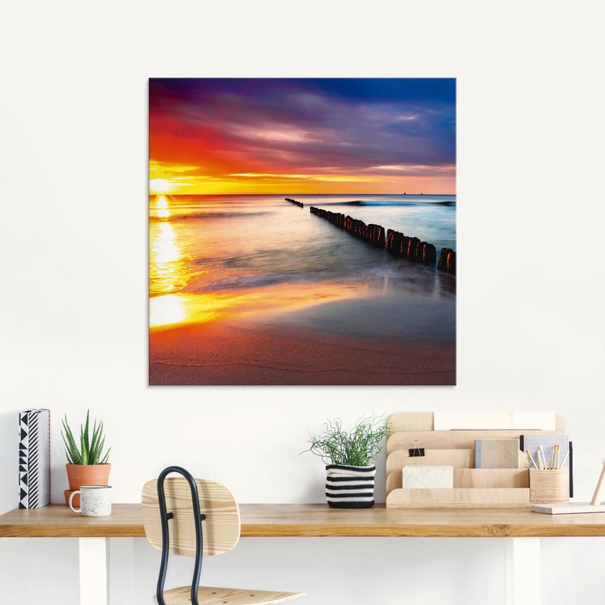 Artland Glasbild »Ostsee mit schönem Sonnenaufgang«, Strand, (1 St.), in verschiedenen Grössen