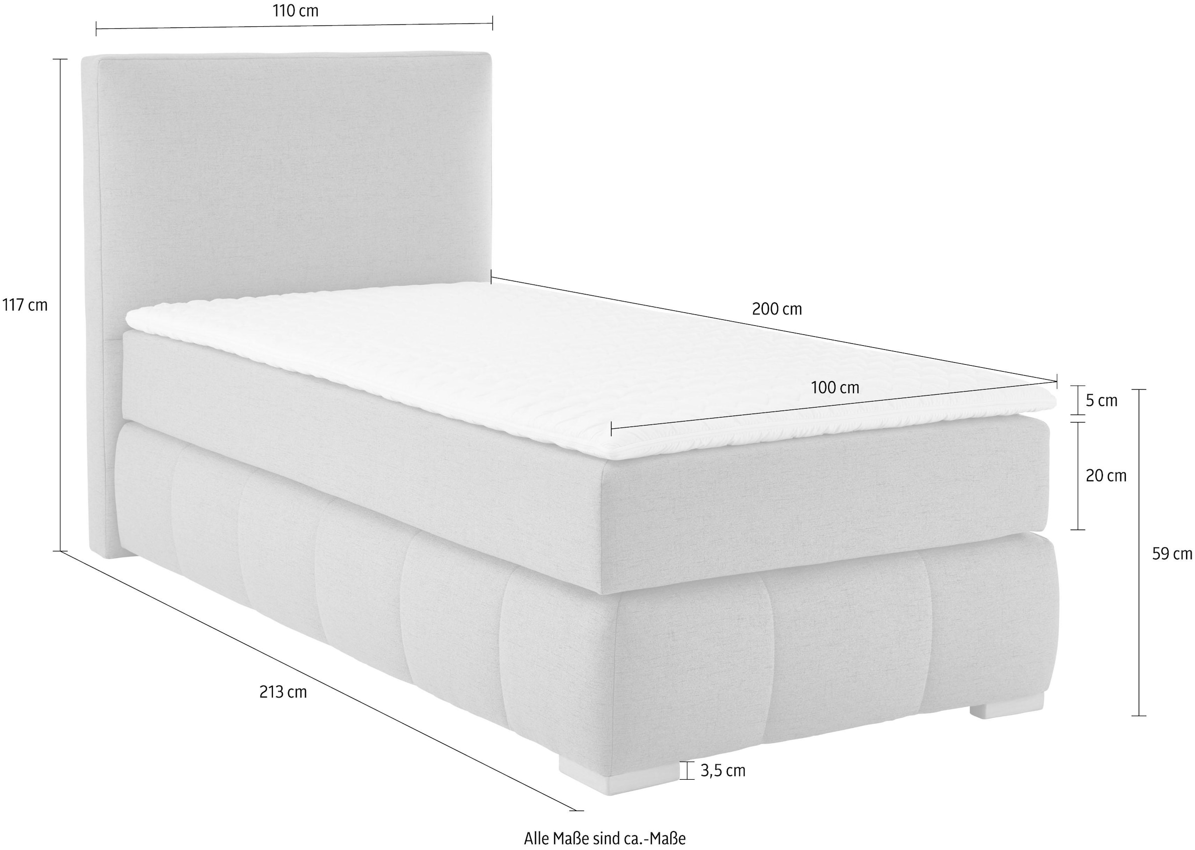 Home affaire Boxspringbett »Wehma« inkl. Topper in 3 verschiedenen Matratzen, auch in Samtstoff