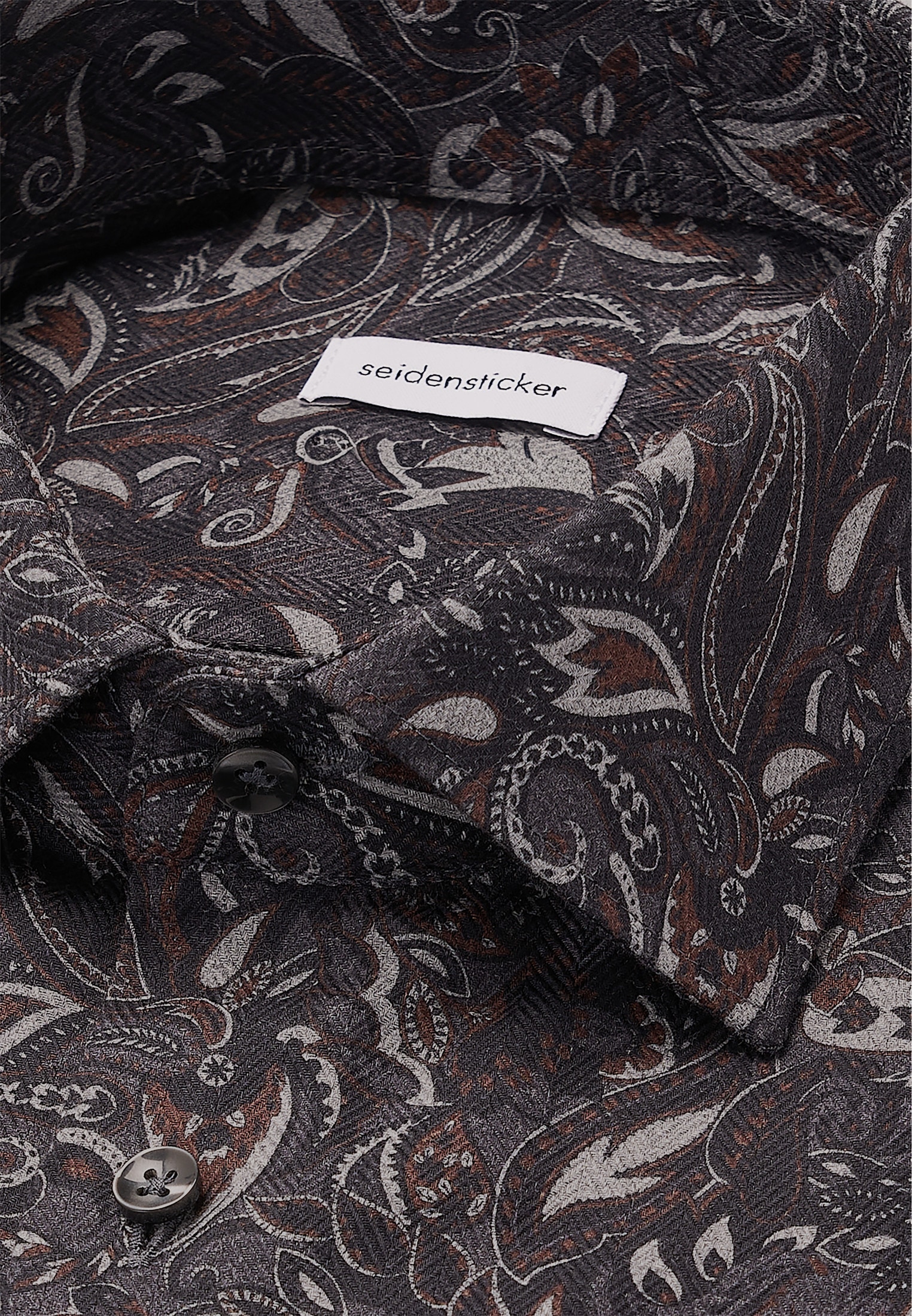 seidensticker Flanellhemd »Schwarze Rose« Slim 1/1 Kentkragen Geblümt