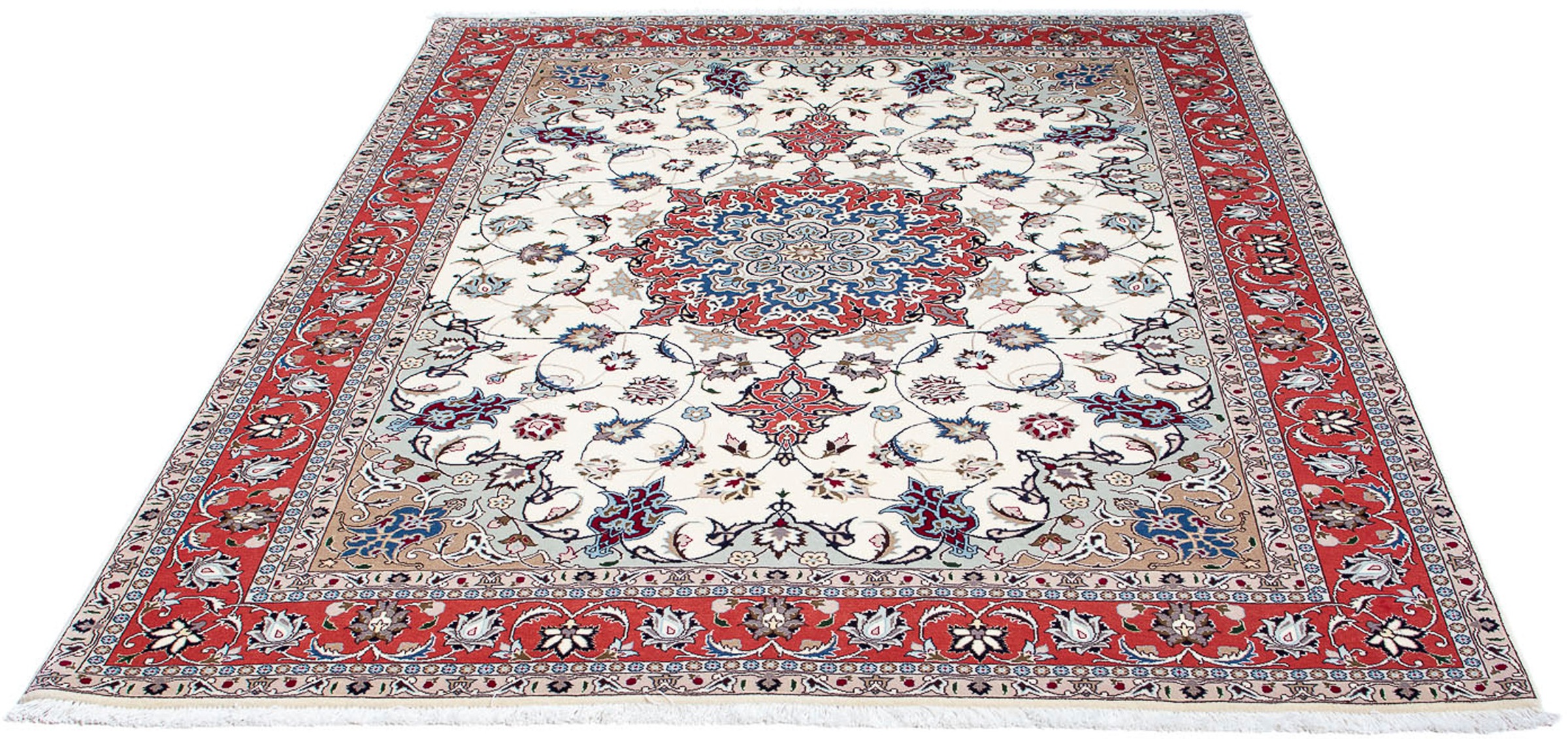 Image of morgenland Orientteppich »Perser - Täbriz - Royal - 198 x 151 cm - beige«, rechteckig, 7 mm Höhe, Wohnzimmer, Handgeknüpft, Einzelstück mit Zertifikat bei Ackermann Versand Schweiz