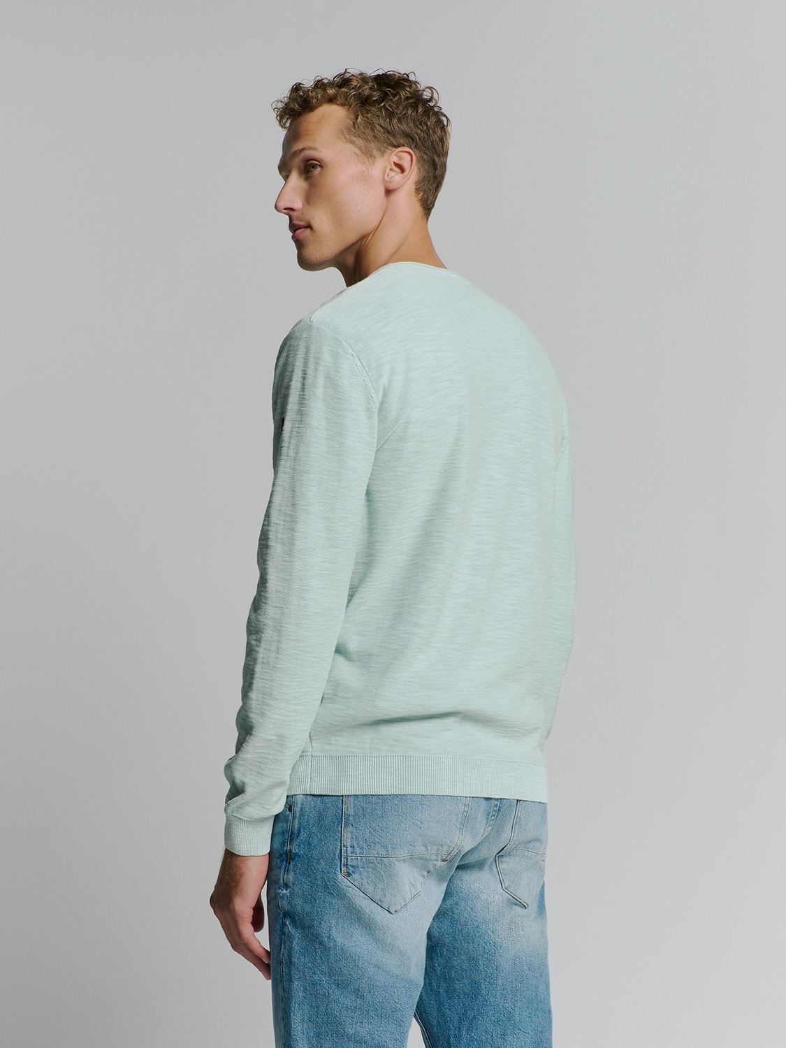 NO EXCESS Rundhalspullover mit Logo Stickerei