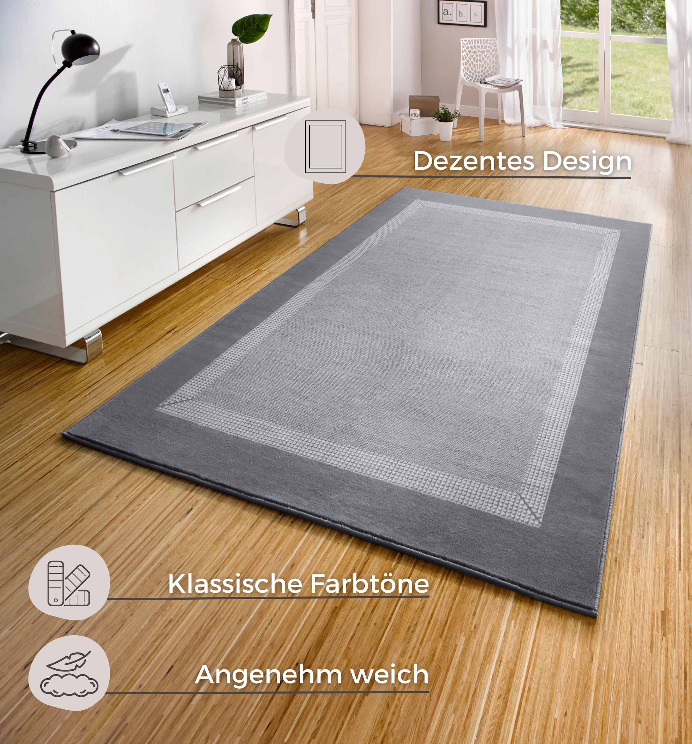 HANSE Home Teppich »Band«, rechteckig, 9 mm Höhe, Kurzflor, weich, Läufer Grössen, Wohnzimmer, Schlafzimmer, Esszimmer