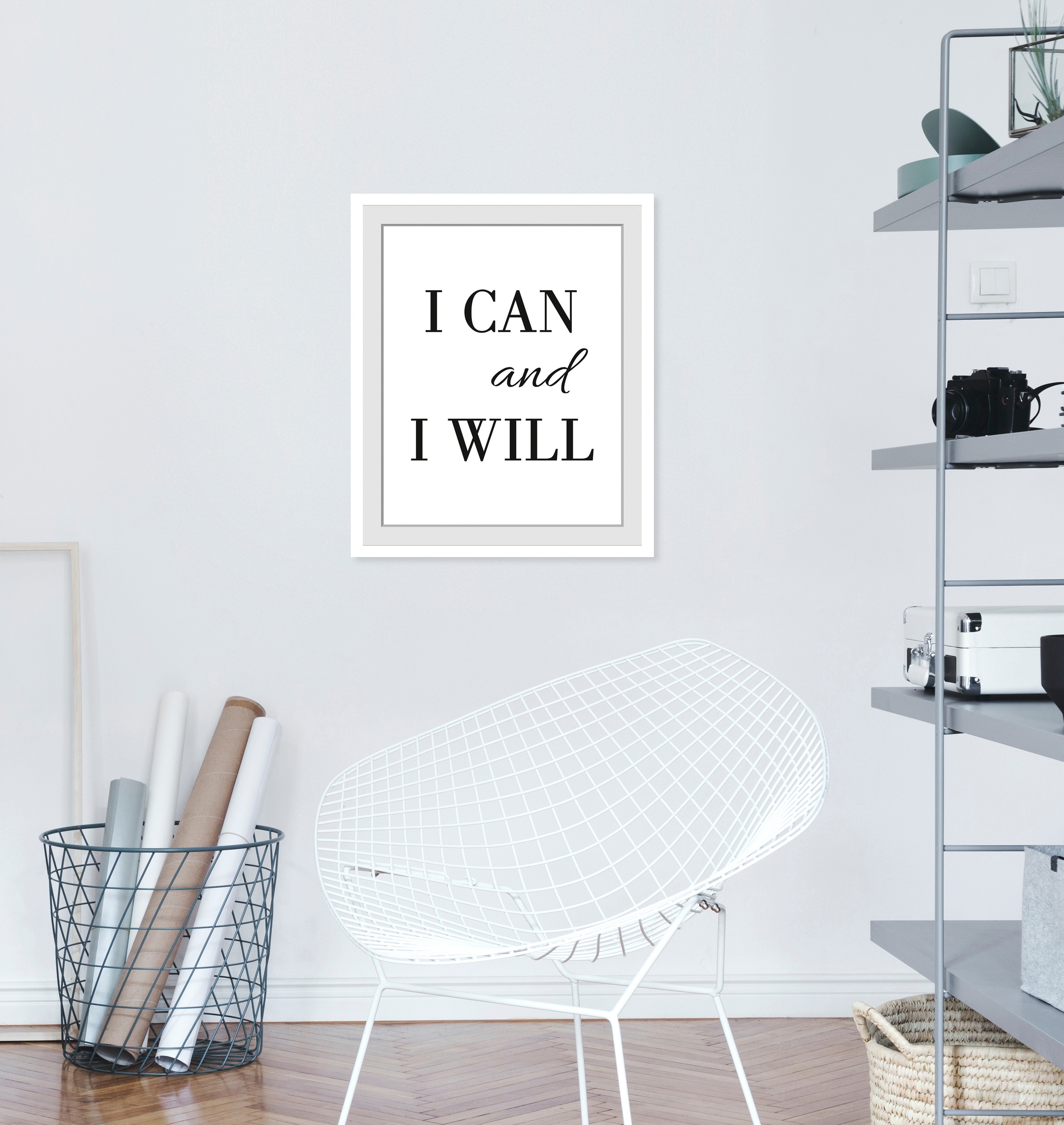 queence Image »I CAN AND I WILL« HD Premium Poster-Druck inkl. Holzrahmen