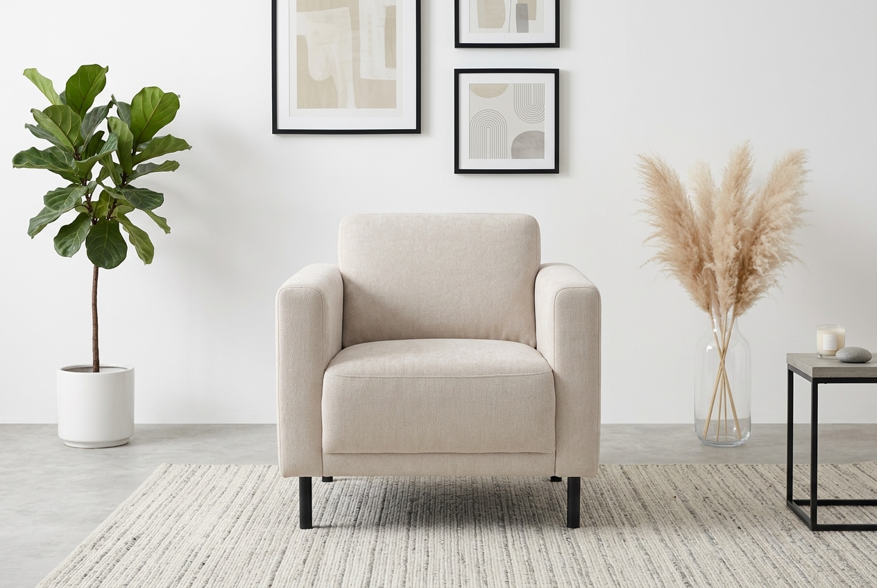 GOODproduct Fauteuil »Sveeva, Breite 78 cm, schwarze Metallfüsse« tissu structuré durable, plusieurs couleurs au choix