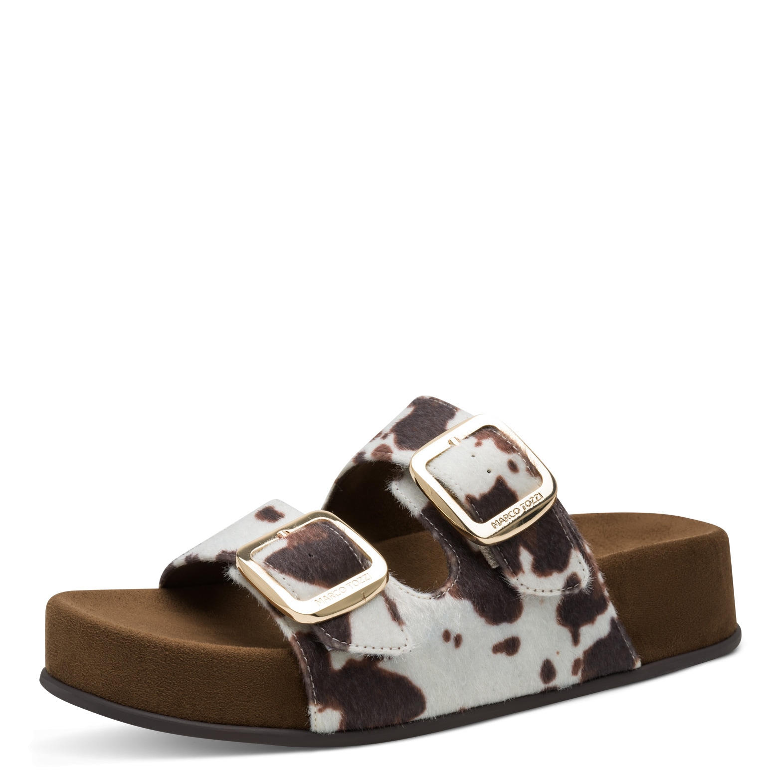 Image of MARCO TOZZI Pantolette Sommerschuh, Trendschuh, Schlüpfschuh in angesagter Cow-Felloptik