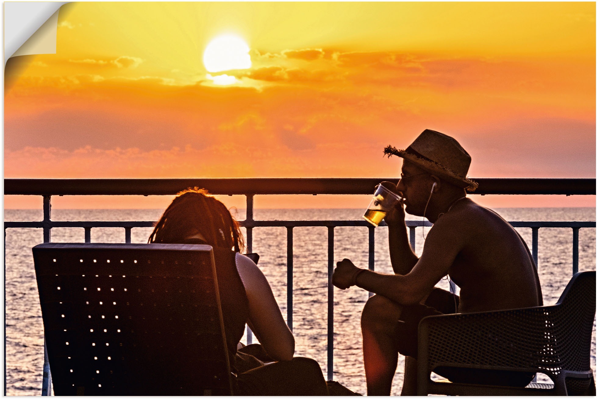 Image of Artland Wandbild »Chillen bei Sonnenuntergang am Meer«, (1 Stück), in vielen Grössen & Produktarten - Alubild / Outdoorbild für den Aussenbereich, Leinwandbild, Poster, Wandaufkleber / Wandtattoo auch für Badezimmer geeignet bei Ackermann Versand Schweiz