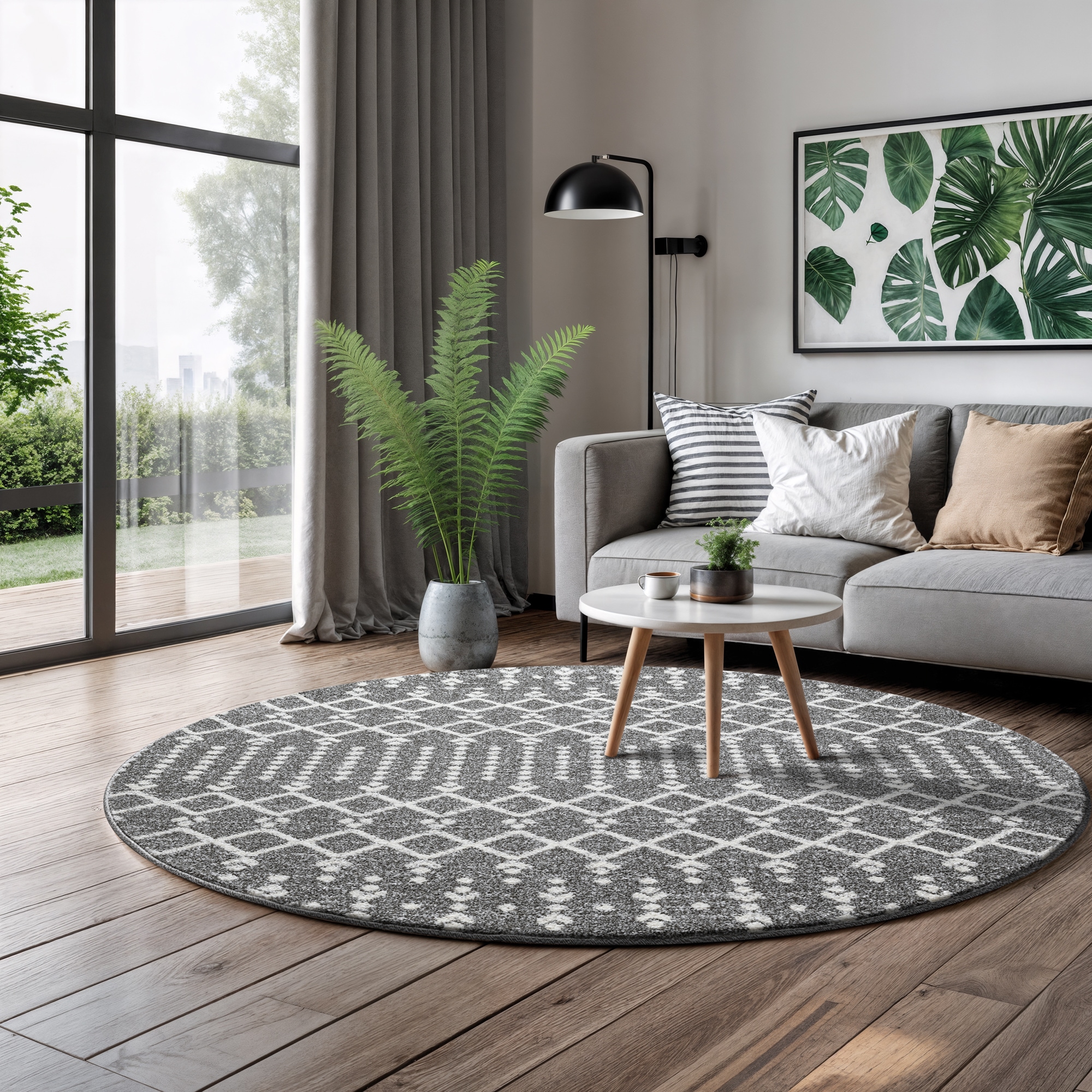 Sanat Teppich »Boho 8203  , auch als Läufer und in Rund« rund 10 mm Höhe Kurzflor, robust, Boho, Scandic, für Fussbodenheizung geeignet