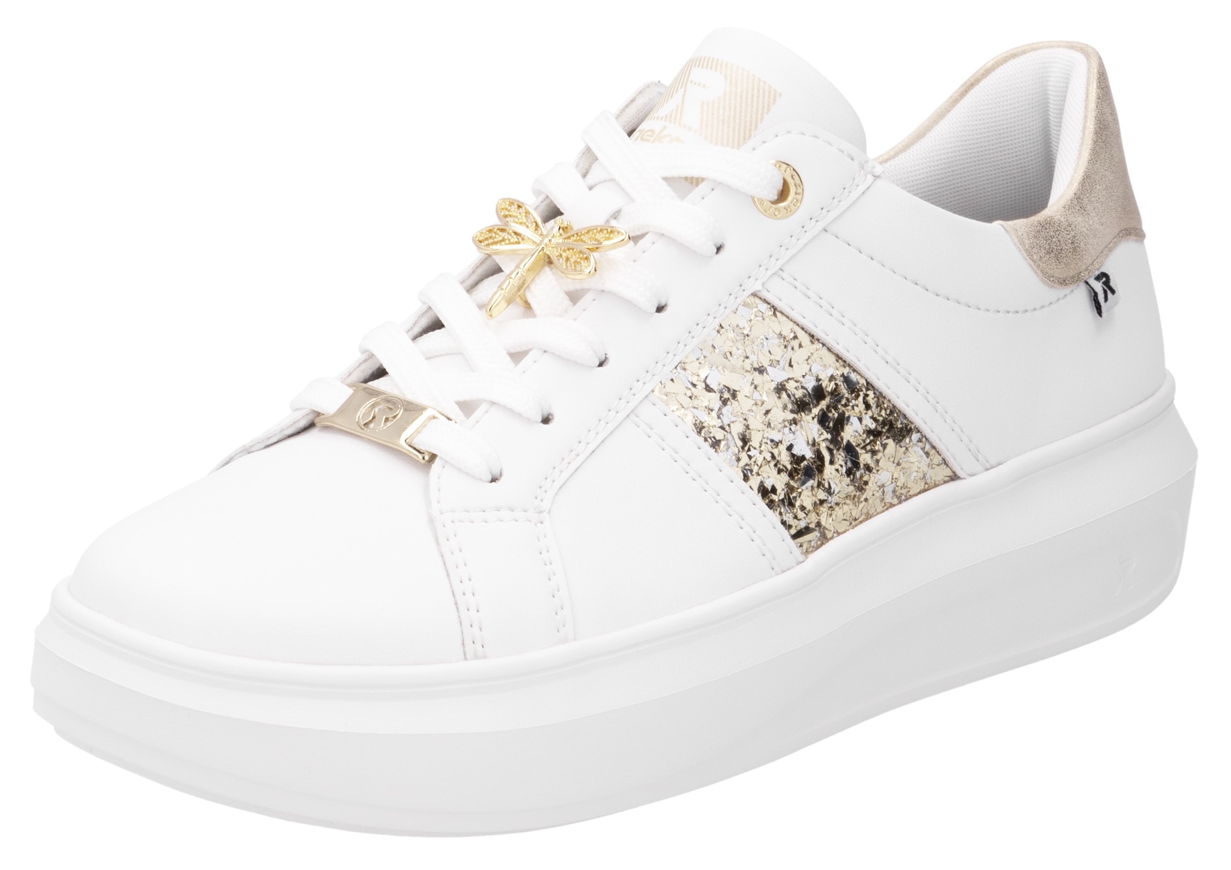 Image of Rieker Plateausneaker mit stylischen Metallic-Details, Freizeitschuh, Halbschuh, Schnürschuh