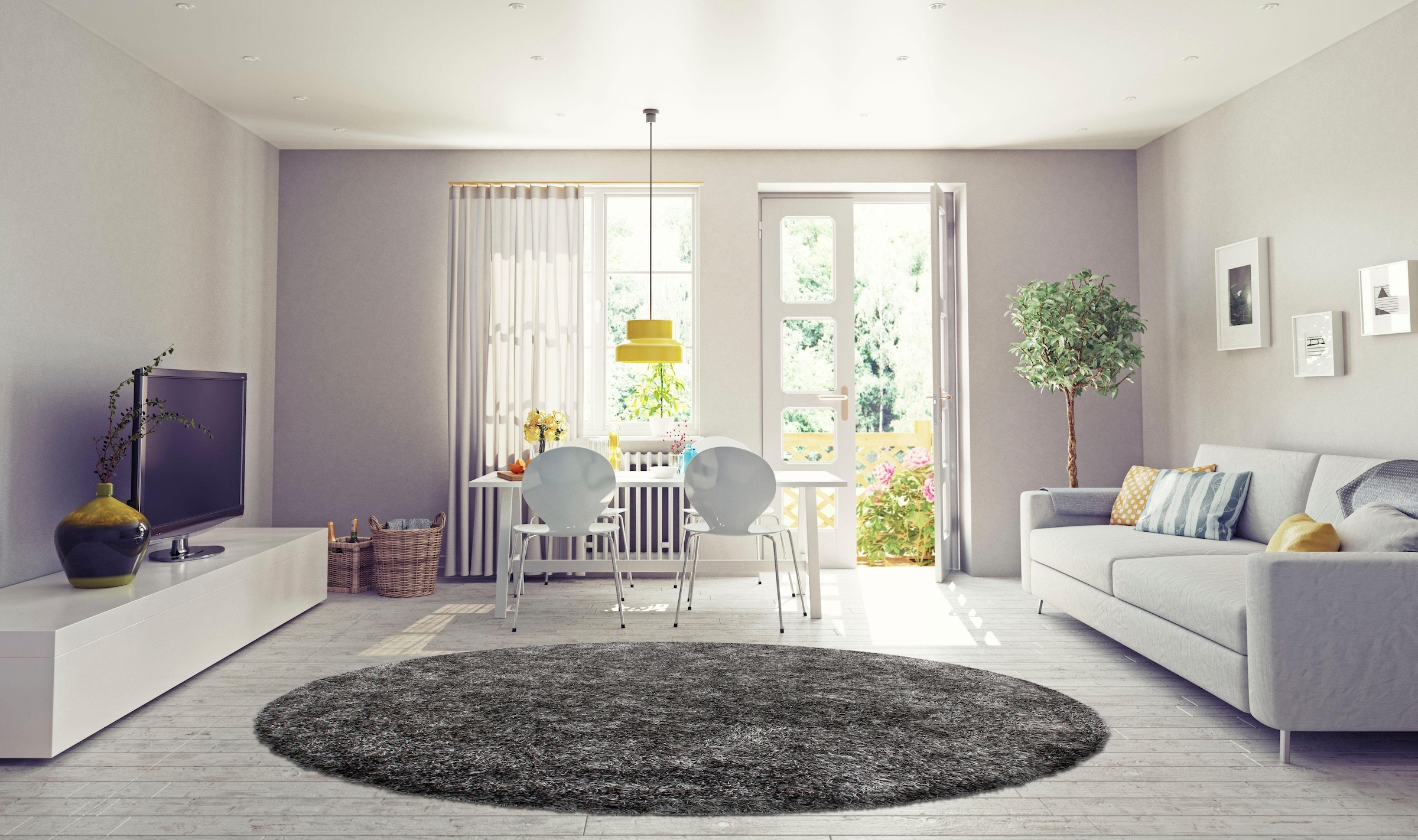 Bruno Banani Hochflor-Teppich »Alga«, rund, 40 mm Höhe, Uni-Farben, besonders weich und kuschelig