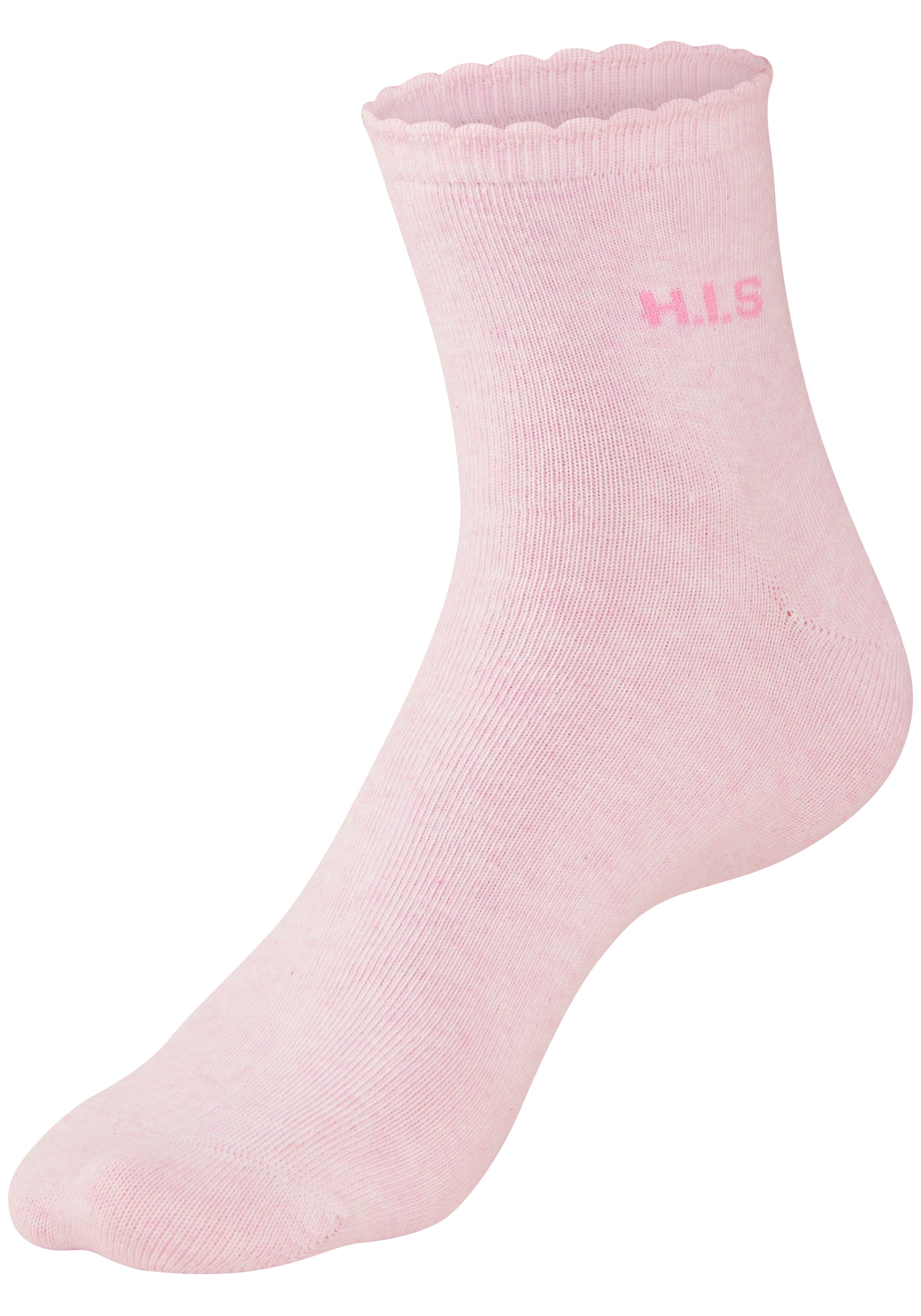 H.I.S Chaussettes courtes »Damen uni und meliert für die ganze Woche« Paquet, 7 Couple tlg. avec un bord-côte ondulé