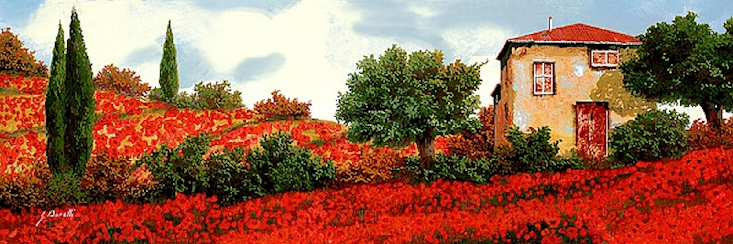 Image of Home affaire Kunstdruck »G. BORELLI / Mohnblumen auf den Hügeln«, (1 St.) bei Ackermann Versand Schweiz