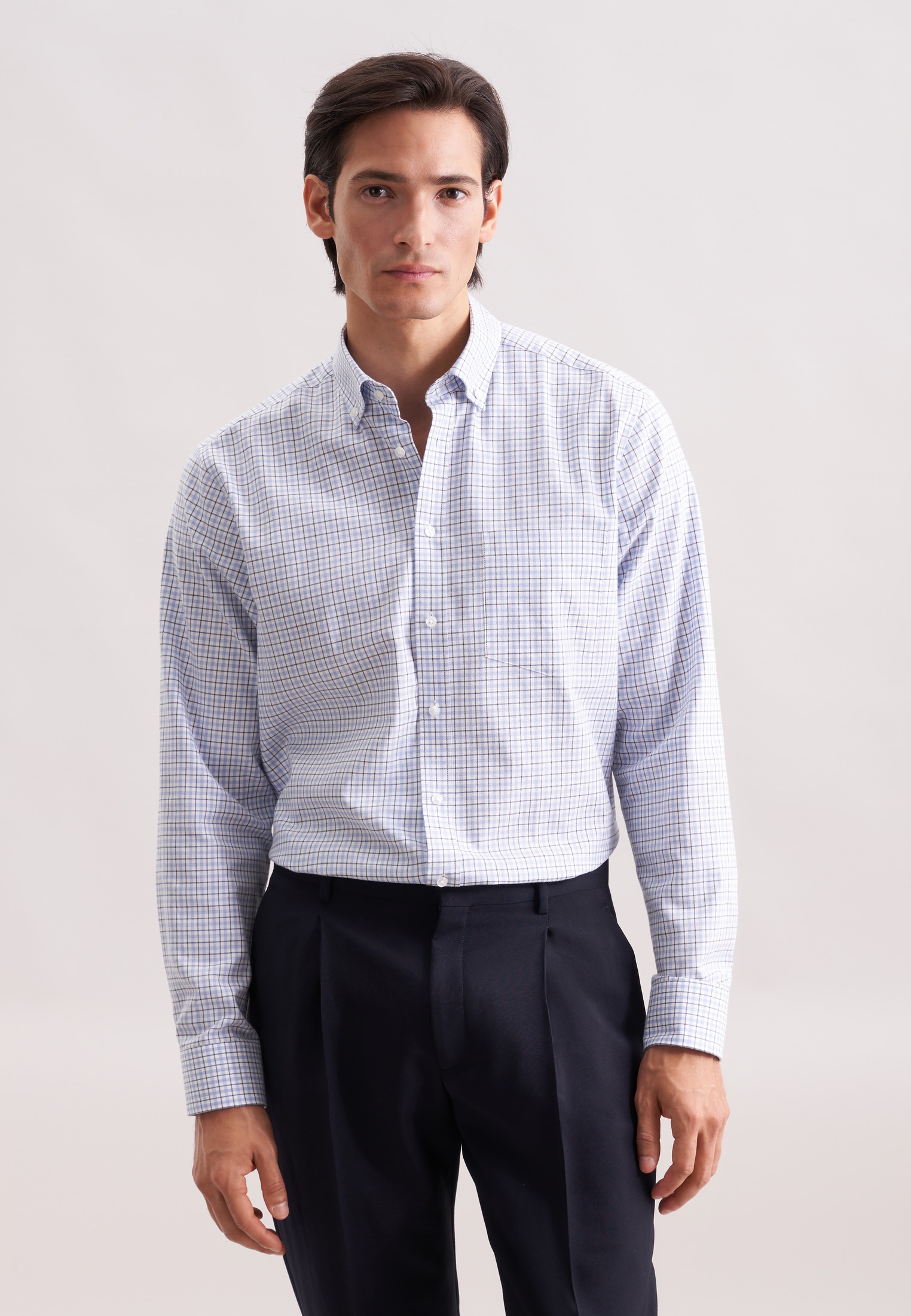Image of seidensticker Flanellhemd "Schwarze Rose" Regular 1/1 Button-Down-Kragen Karo