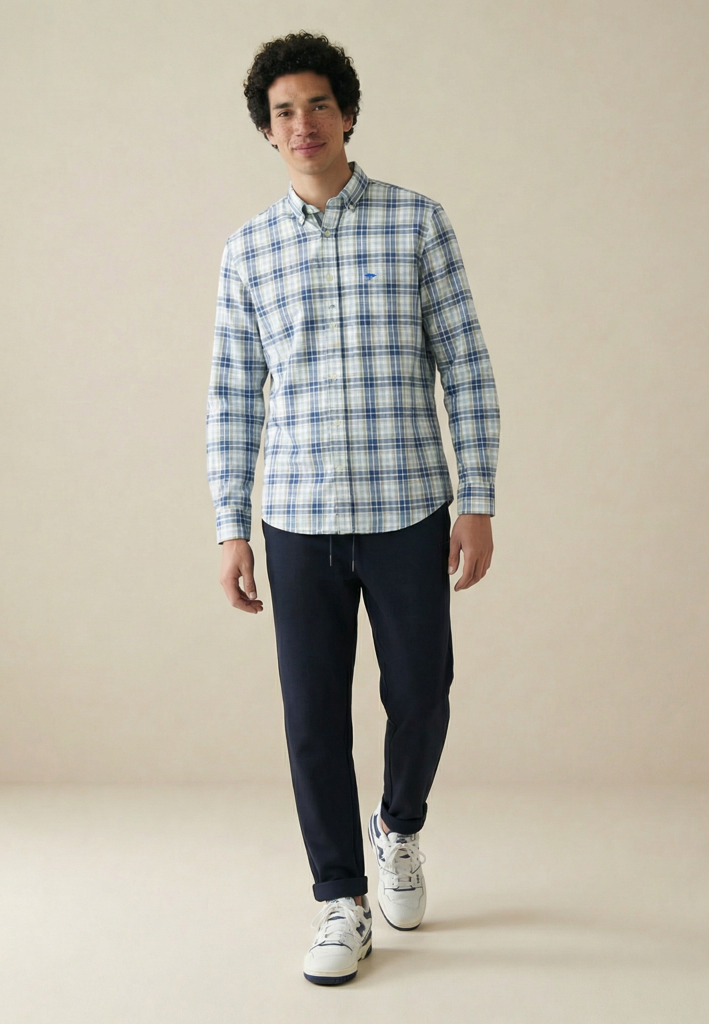 FYNCH-HATTON Chemise à manches longues »Washed Oxford Check« normale Passform, kariertes Muster, mit Brusttasche