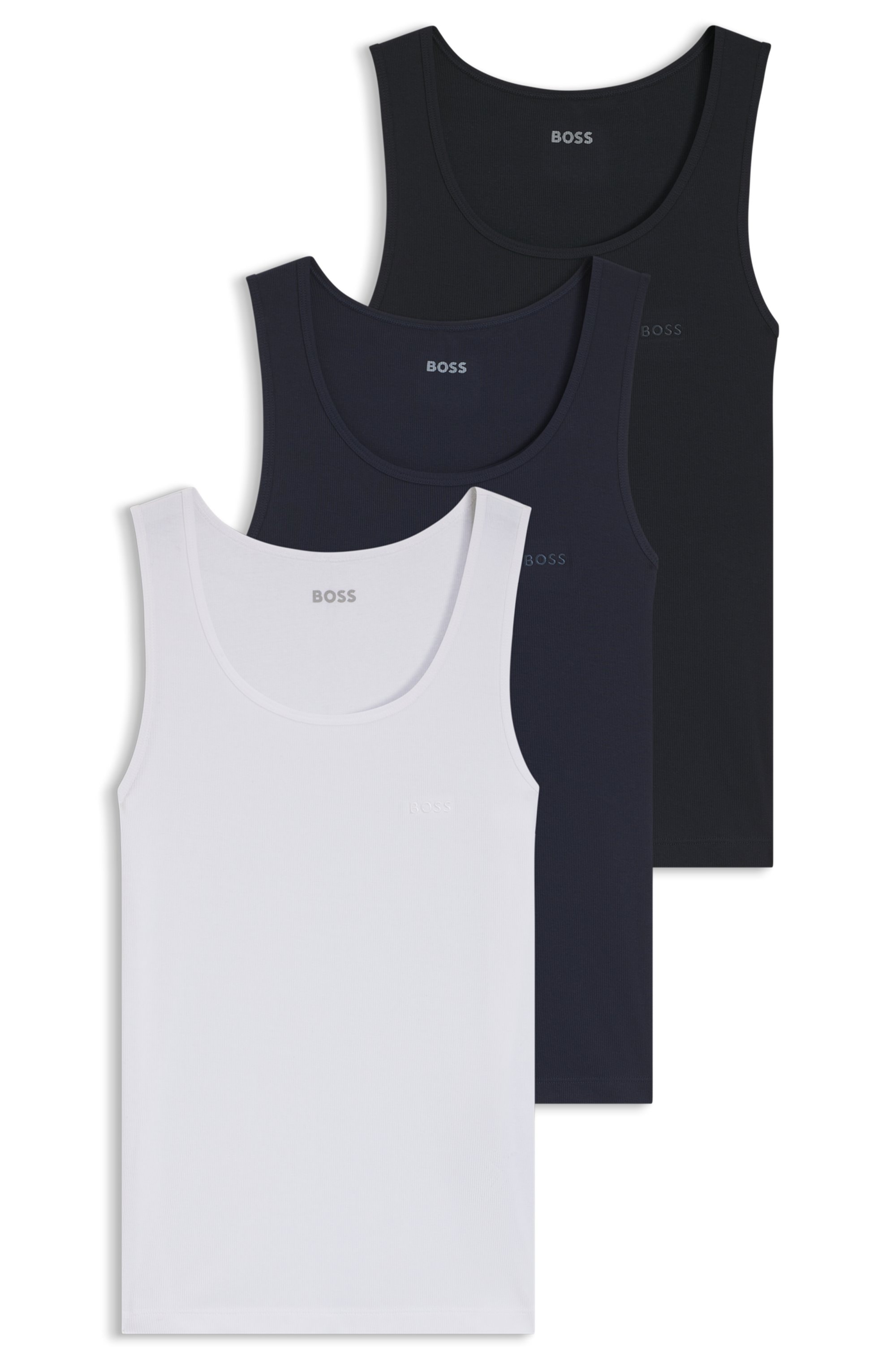 BOSS Débardeur »3P RibClassic BOSS ONE« Broderie ton sur ton sur la poitrine