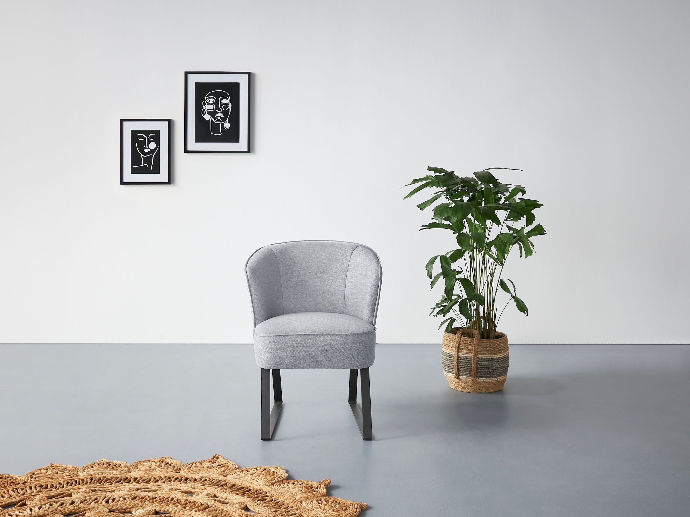 exxpo - sofa fashion Sessel »Americano, Loungesessel«, mit Keder und Metallfüssen, Bezug in verschiedenen Qualitäten, 1 Stck.