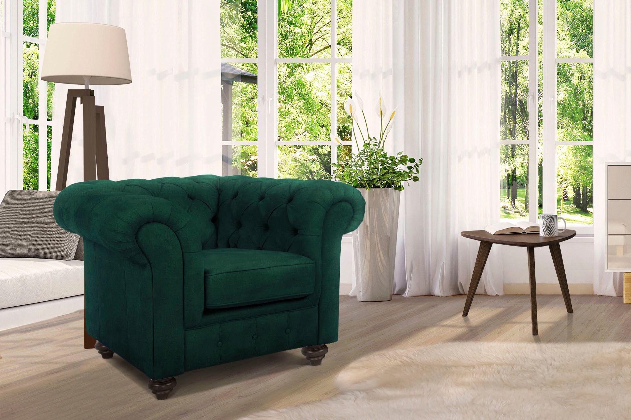Image of Home affaire Sessel "Duc Chesterfield" hochwertige Knopfheftung im Rücken, Samtoptik mit changierender Optik