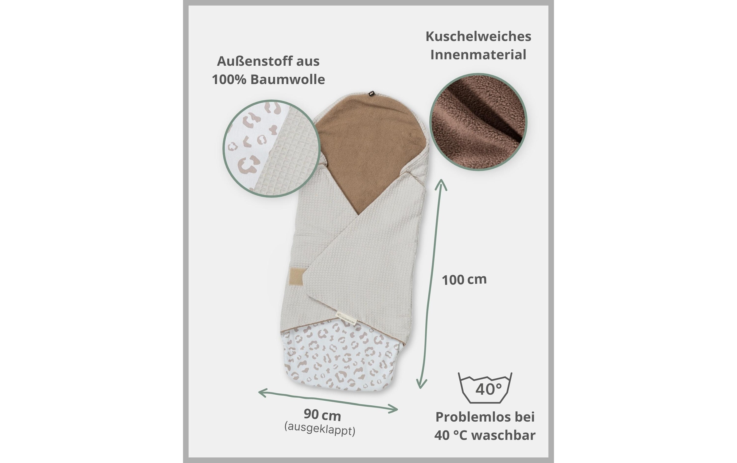 ULLENBOOM ® Couverture d'enveloppement »Leo 90 x 100 cm«