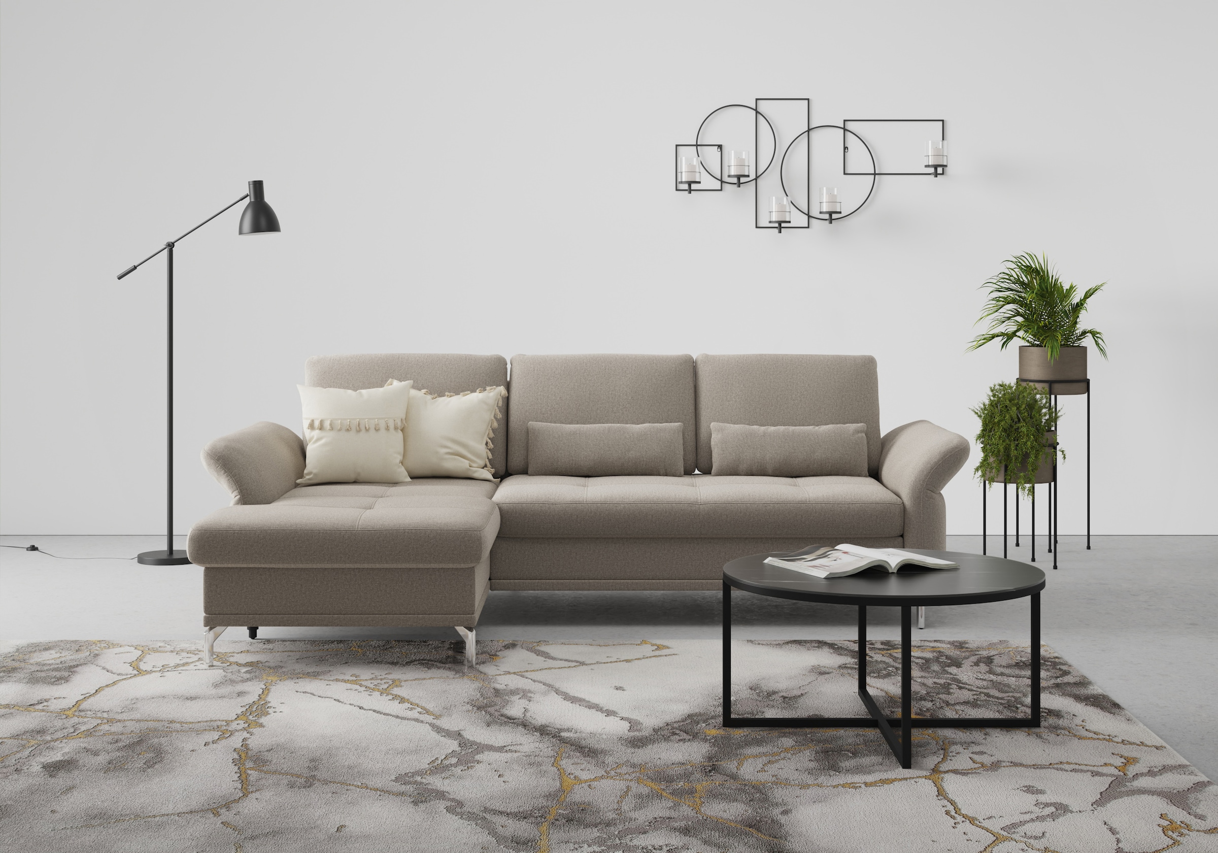 INOSIGN Ecksofa »Palm Beach L-Form«, Federkern, mit Sitztiefenverstellung, wahlweise mit Bettfunktion