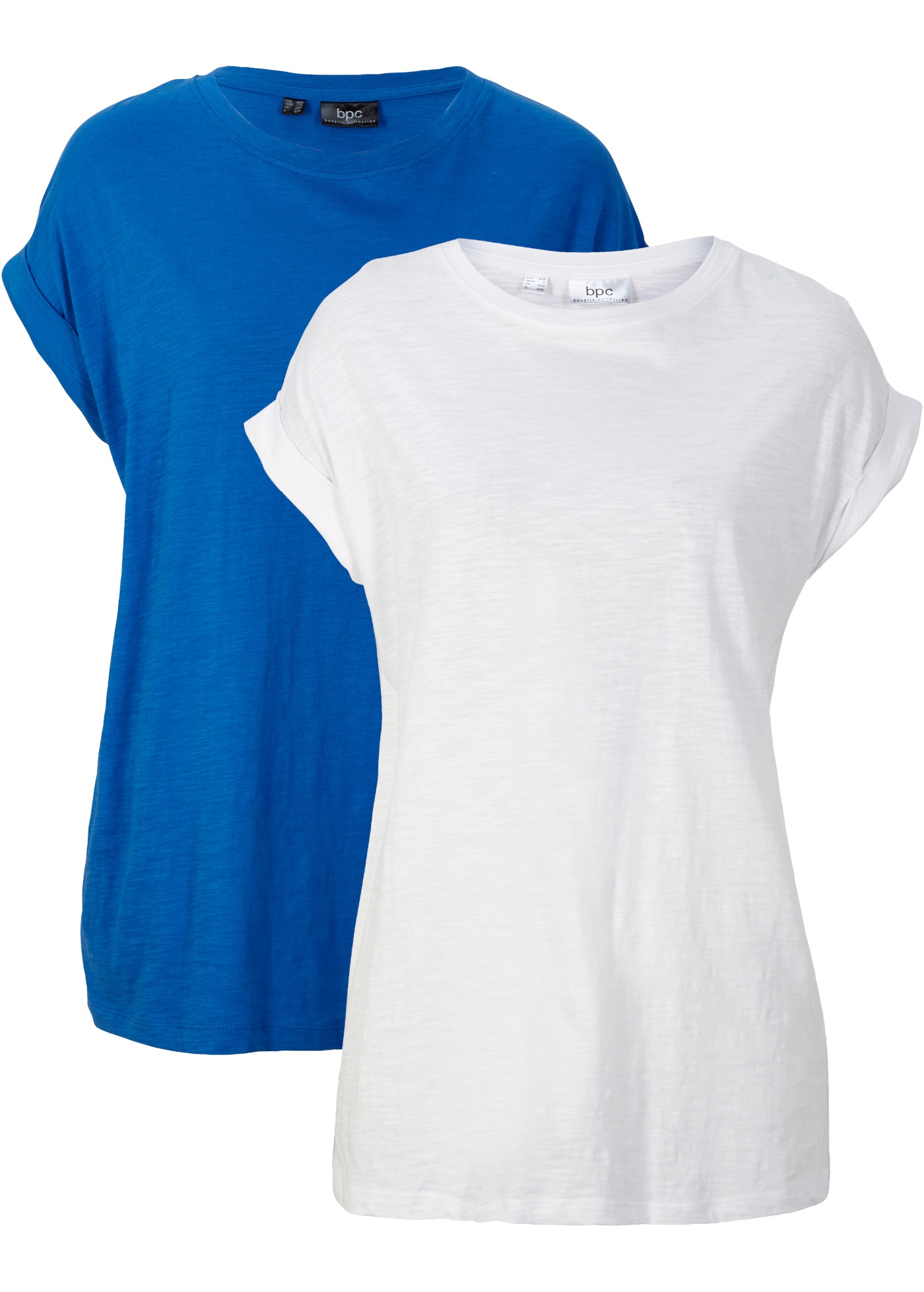 Image of bonprix Longshirt Packung, im praktischen 2er Pack, aus Baumwolle, lässig geschnitten, Kurzarm