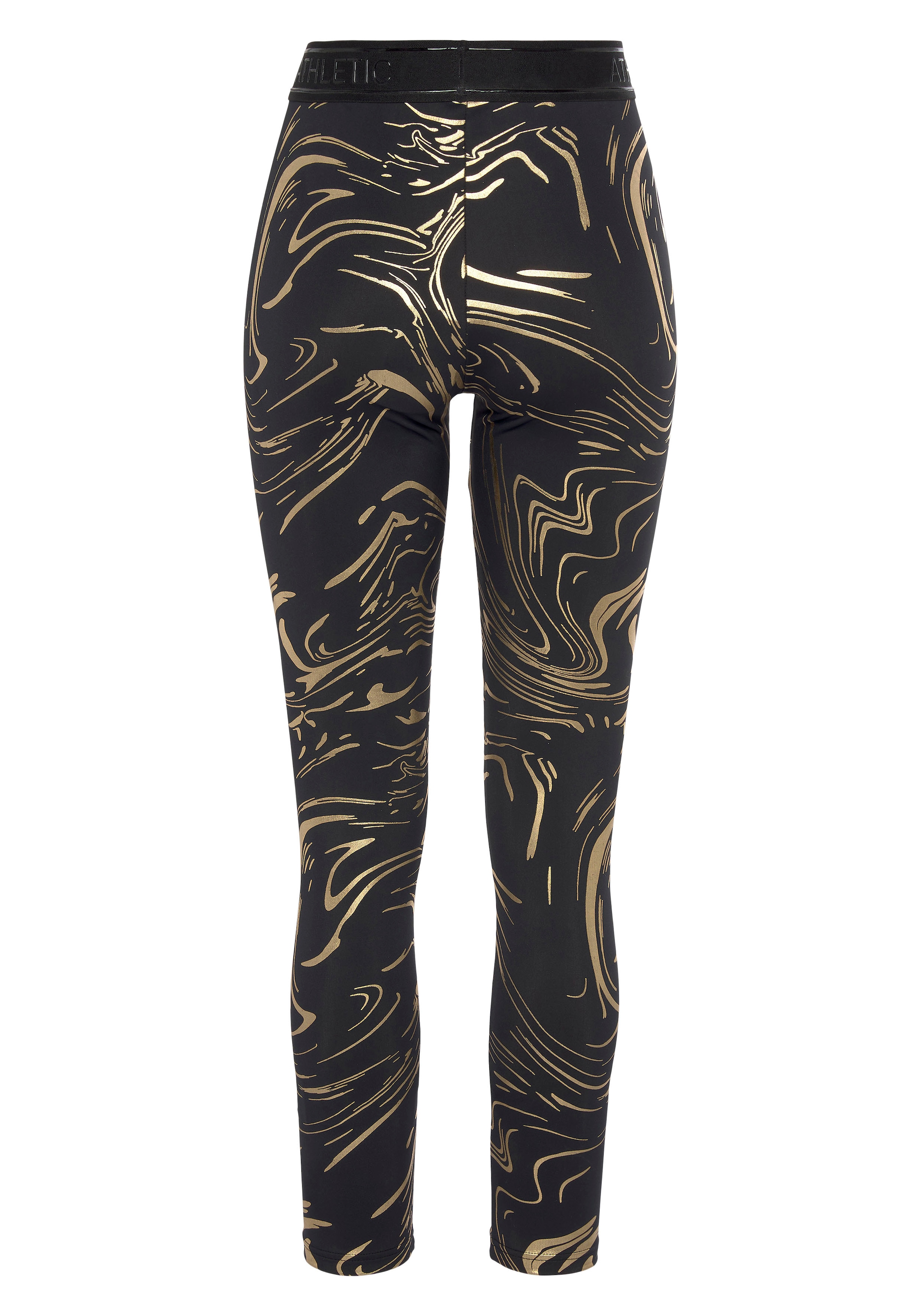 LASCANA ACTIVE Funktionsleggings, Sportleggings mit glänzendem Print und 3D Schriftzug