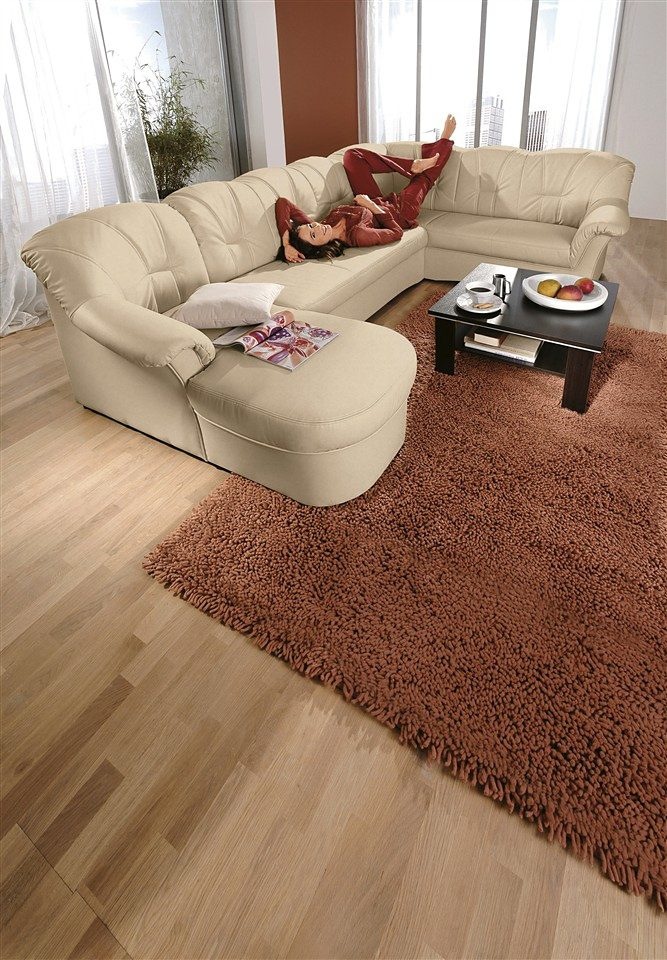 DOMO collection Wohnlandschaft »Papenburg, zeitlose Rückensteppung, elegante Formensprache, U-Form«, in grosser Farbvielfalt, wahlweise mit Bettfunktion