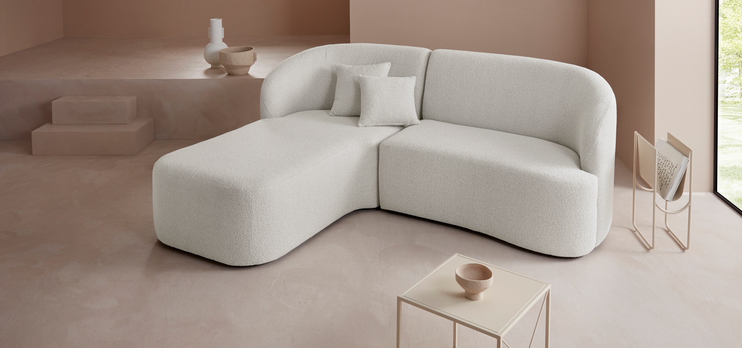 LeGer Home by Lena Gercke Ecksofa »Dilara L-Form«, gerundete Rückenlehne und Front, in 3 Bezugsqualitäten