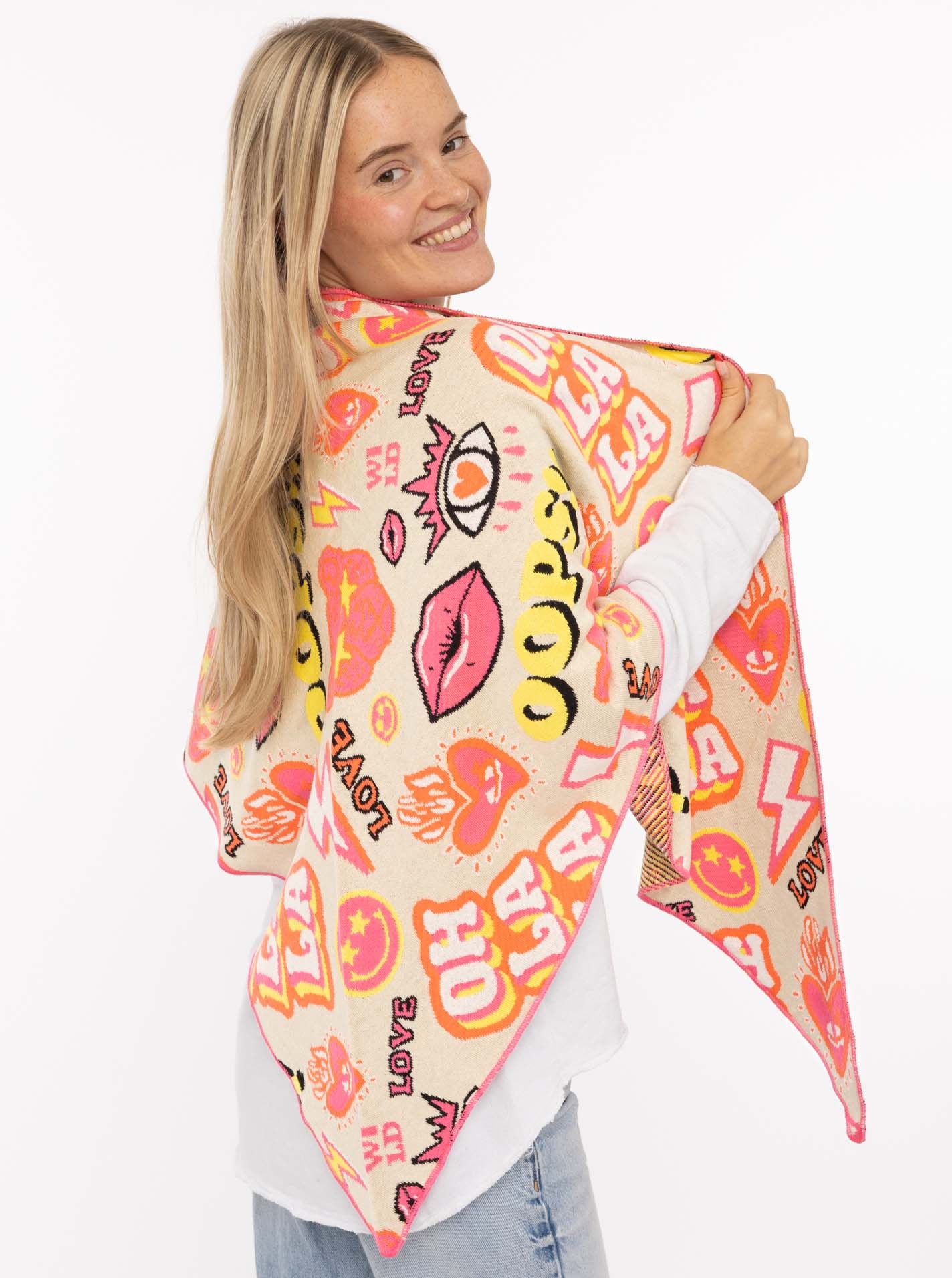Zwillingsherz Foulard triangulaire »"OOPS"« Statement Muster, Strick, wärmend