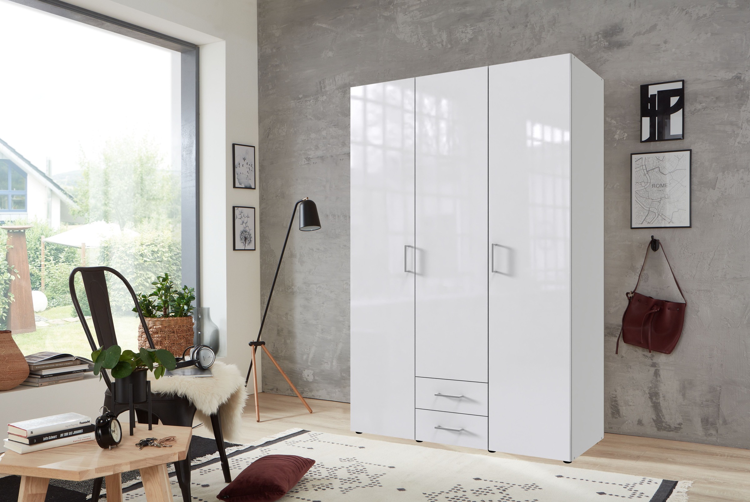 Wimex Kleiderschrank »Mugano, in vielen Breiten, 208 oder 236cm hoch, Made in Germany«, (mit langen oder kurzen Griffen aus Metall), wahlweise mit oder ohne Spiegel, mit Schubladen