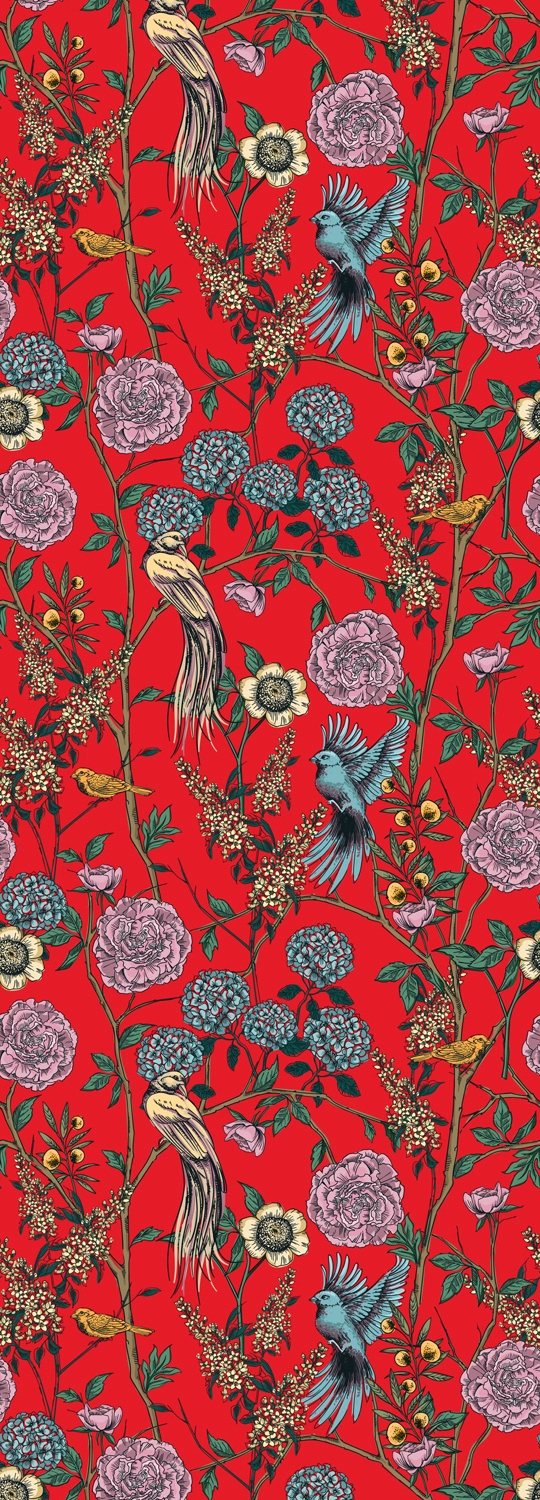 Image of queence Vinyltapete "Elisa" Motiv bedruckt botanisch floral gemustert natürlich glatt 90x250cm, selbstklebend, kinderleichte Anbringung, Sticker