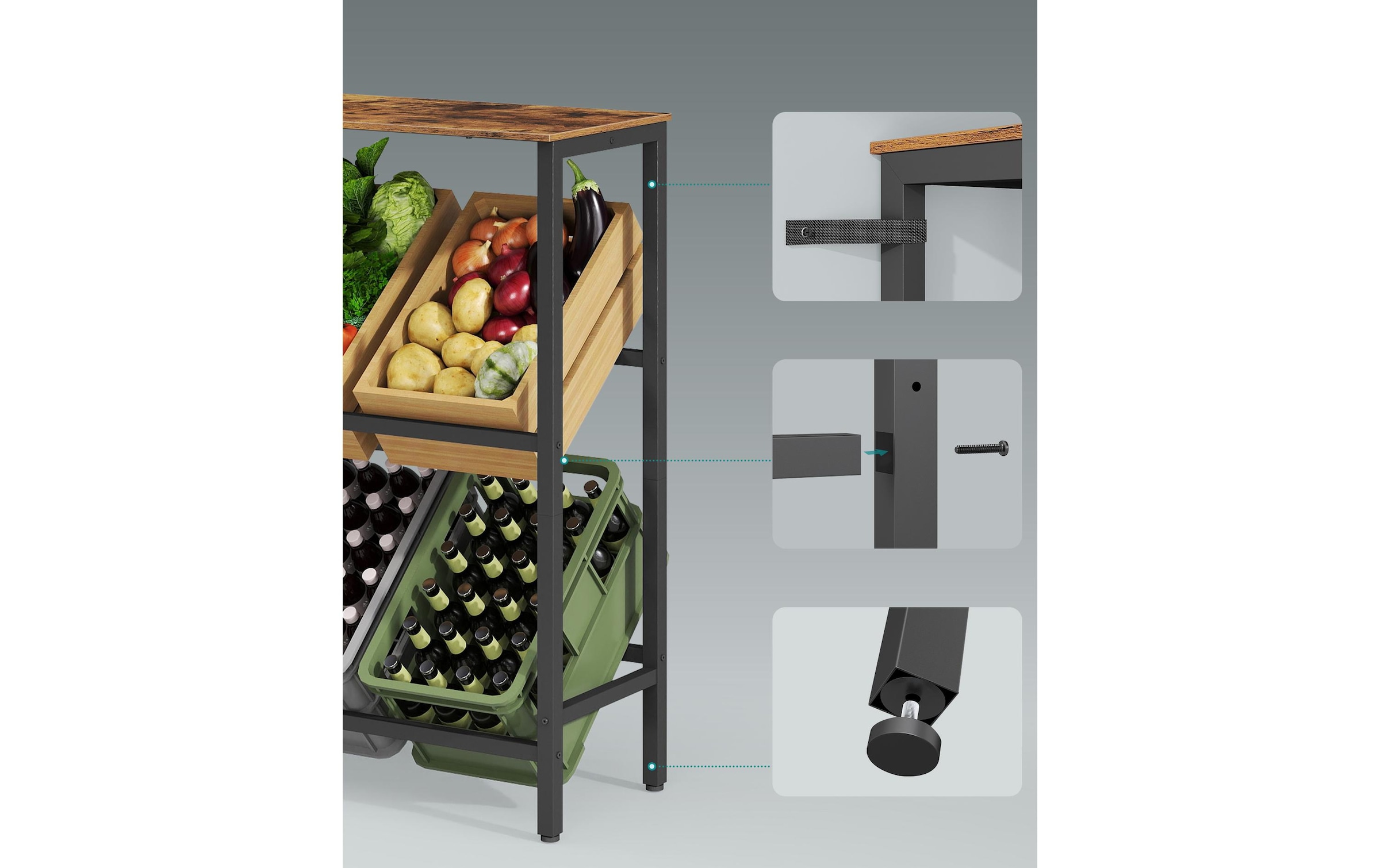 SONGMICS Étagère multi-usages Robustes Getränkekistenregal mit 2 Ebenen für 4 bis 6 Kisten
