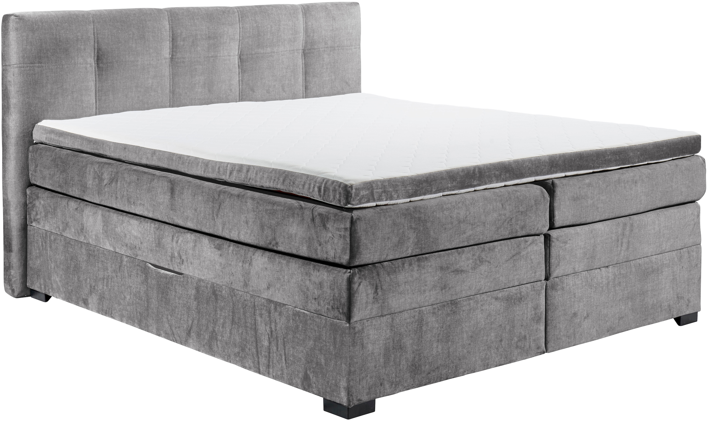 ED EXCITING DESIGN Boxspringbett »Fanes mit Komforteinstiegshöhe von 73cm«, erhältlich in 180x200cm, inkl. Bettkasten und 7cm Visco-Topper