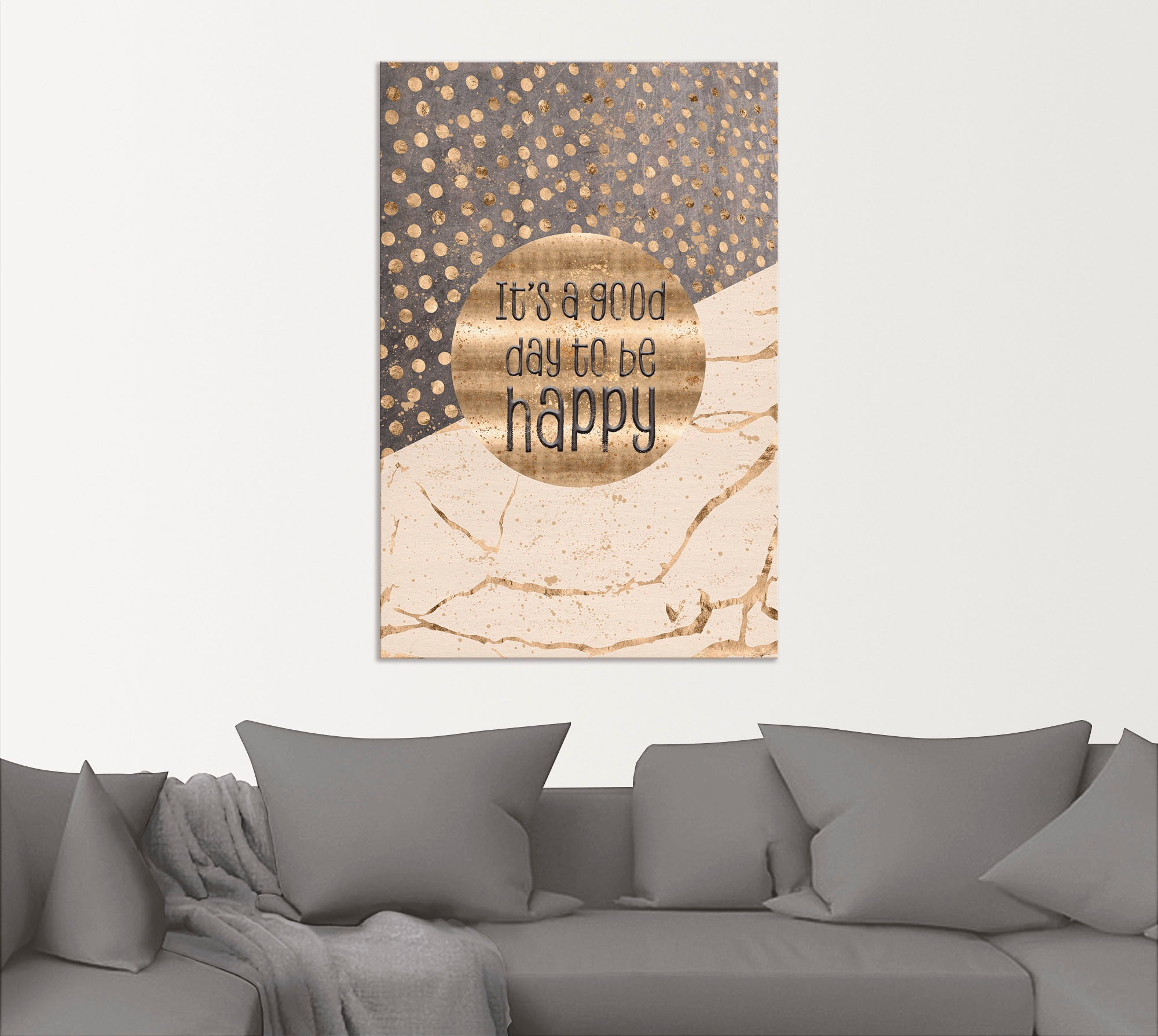 Artland Wandbild »Ein guter Tag um glücklich zu sein« Sprüche & Texte 1 Stk. tlg. als Alubild, Leinwandbild, Poster in verschied. Grössen