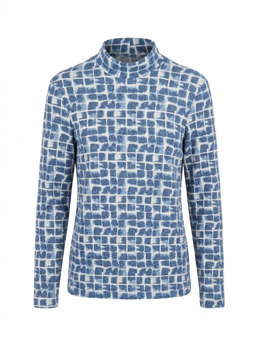 Seidel Moden Stehkragenpullover Langarm-Pullobver mit grafischem Muster - MADE IN GERMANY
