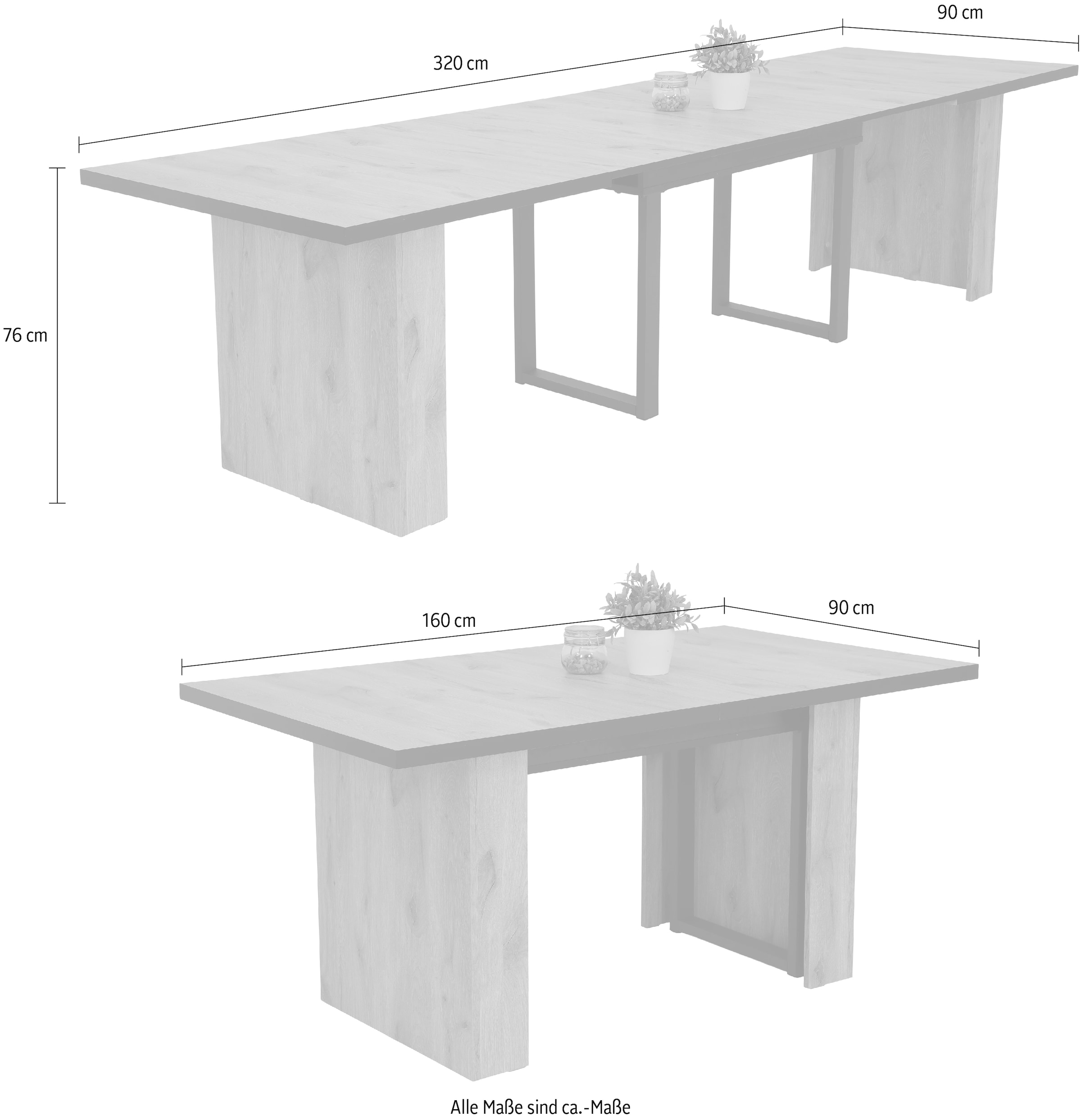 HELA Kulissen-Esstisch »ANNI« Esstisch, 4-Stufiger Auszug, bis zu 320cm Breite,