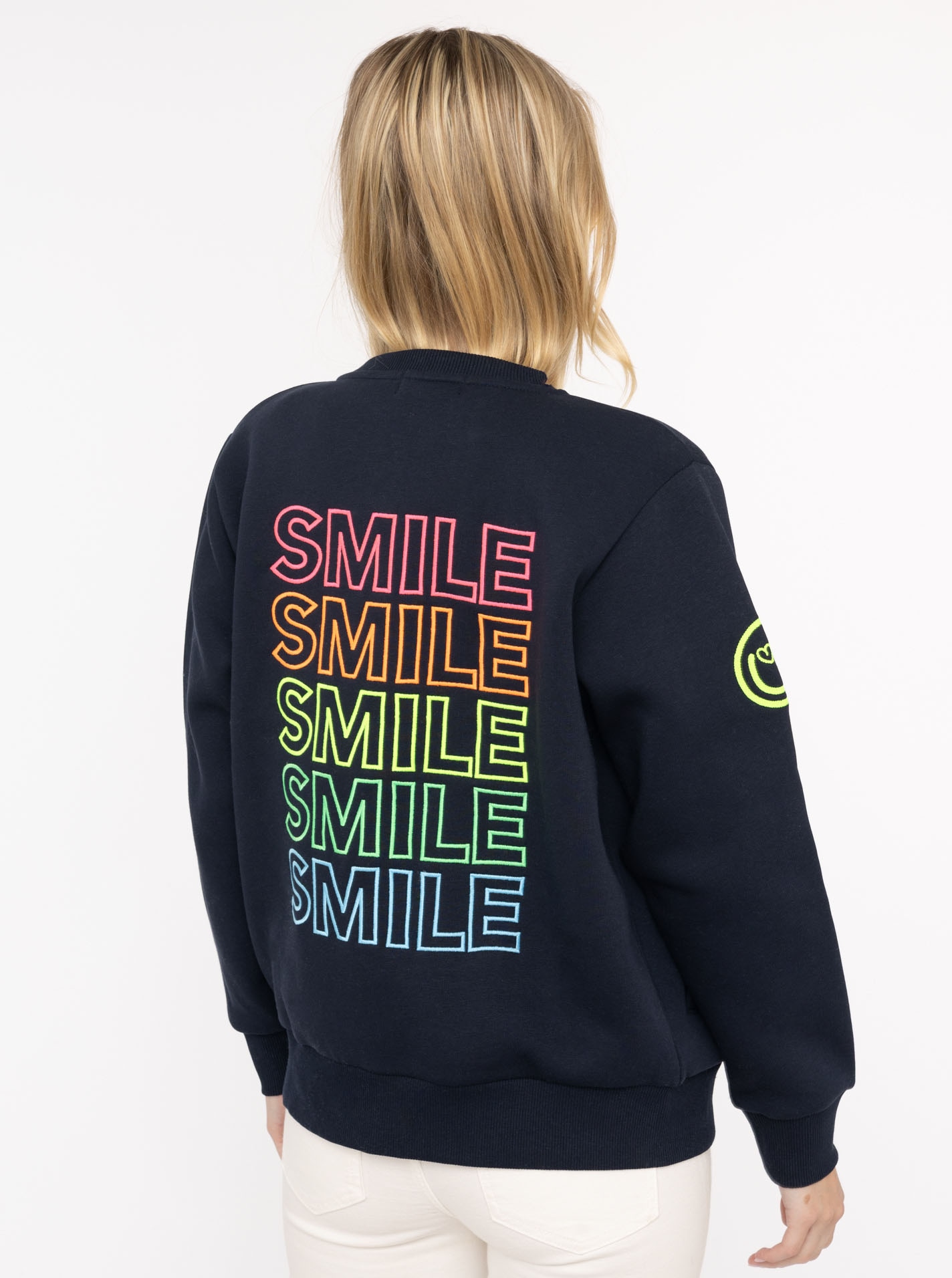 Zwillingsherz Veste sweat »"Smile Regenbogen"« mit Reissverschluss, Rippbündchen, Eingriffstaschen, grosser Stickerei
