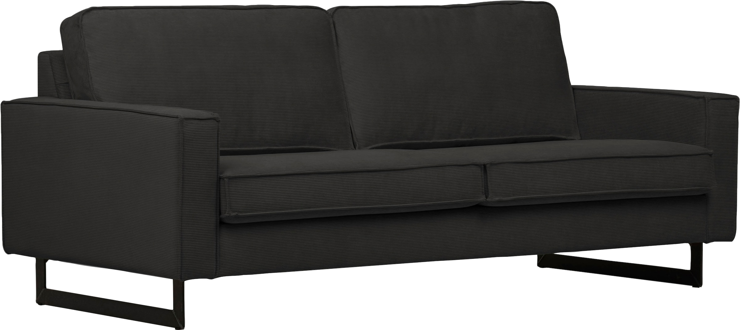 PLACES OF STYLE 2-Sitzer »Pinto, 166 cm, Cord, Chenille, Lederoptik« mit Keder, schwarze Metallfüsse, Wellenunterfederung