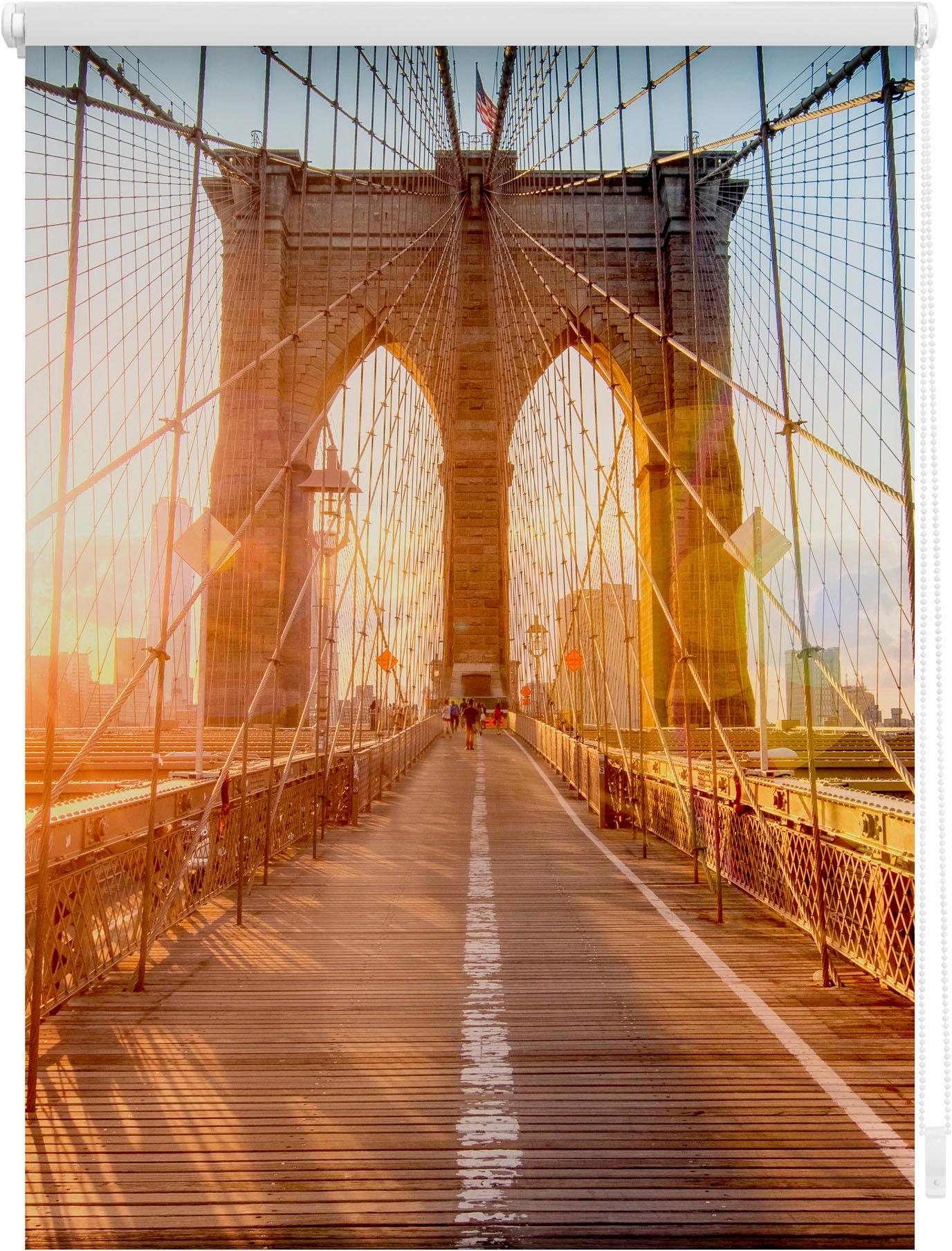 Image of LICHTBLICK ORIGINAL Seitenzugrollo "Klemmfix Motiv Brooklyn Bridge" Lichtschutz ohne Bohren freihängend bedruckt