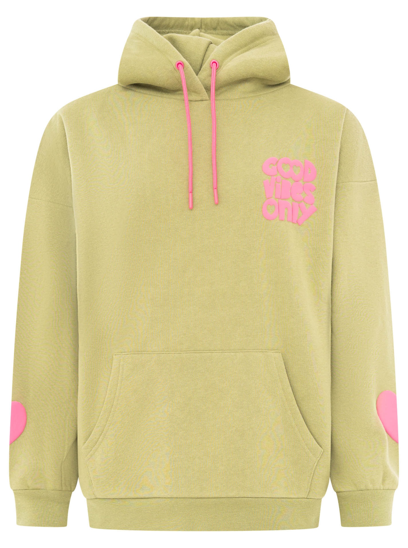 Image of Zwillingsherz Hoodie ""GOOD VIBES"", Oversize-Fit, Kapuze mit Kordel, Statement Print, Kängurutasche
