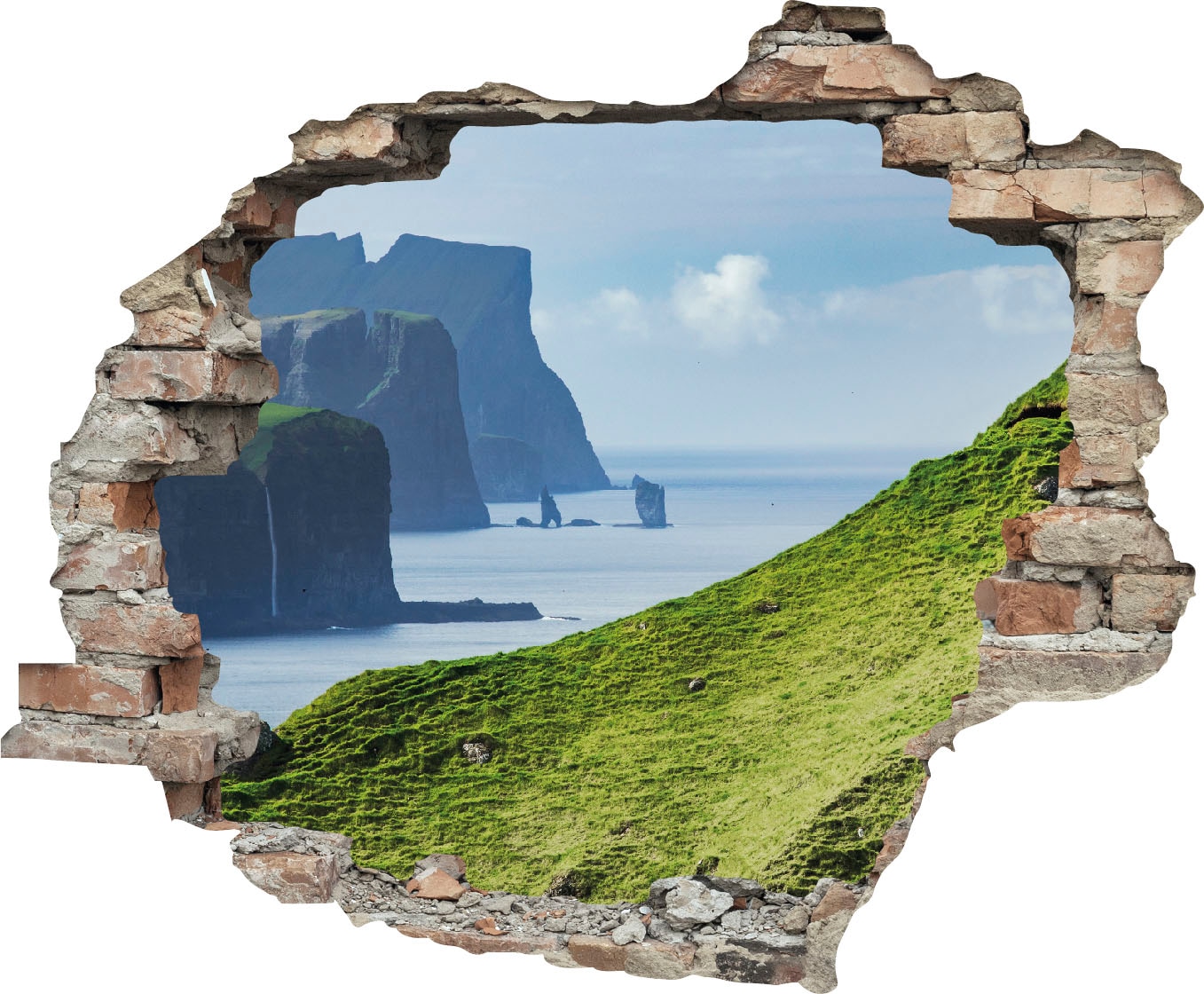 Image of queence Wandtattoo "Fjord" Wandsticker, Wandbild, selbstklebend, 3D, Wanddurchbruch