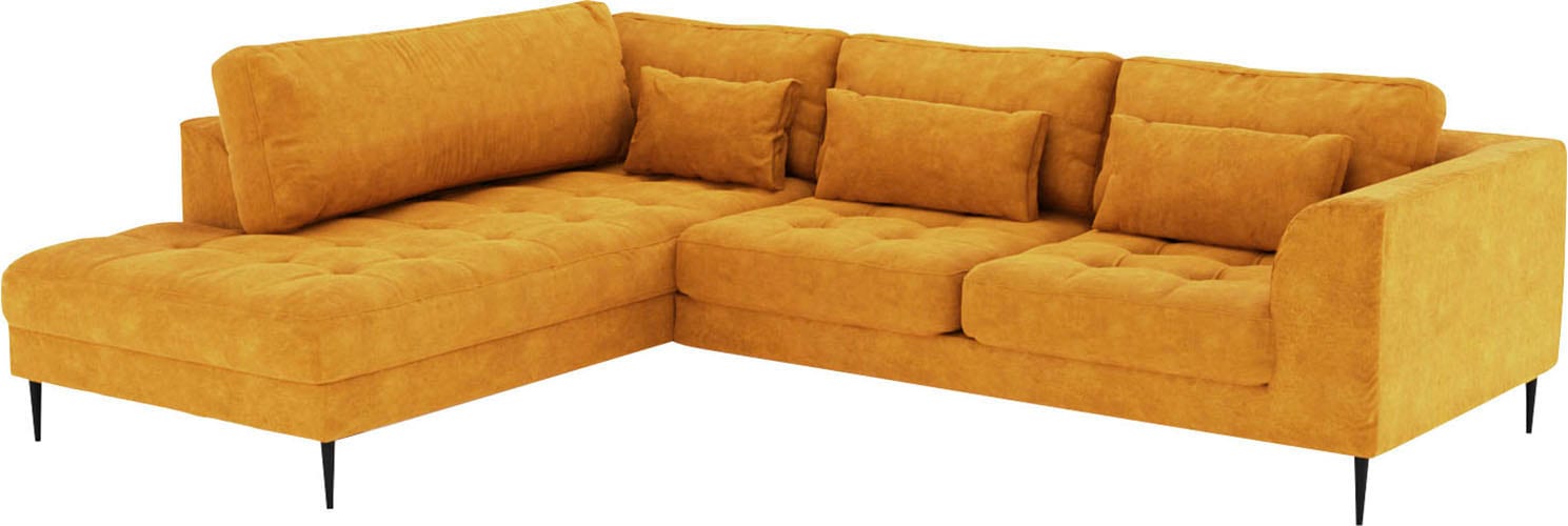 TRENDMANUFAKTUR Ecksofa »Luzi, wahlweise mit Schlaffunktion und Bettkasten, gemütlich, L-Form« Designsofa mit Ottomane, Metallfüsse schwarz, Breite 264 cm