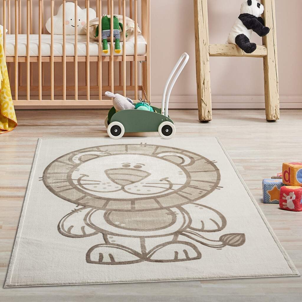 Carpet City Kinderteppich »MARA717«, rechteckig, Kinderzimmer Teppich Tiere Beige Spielzimmer