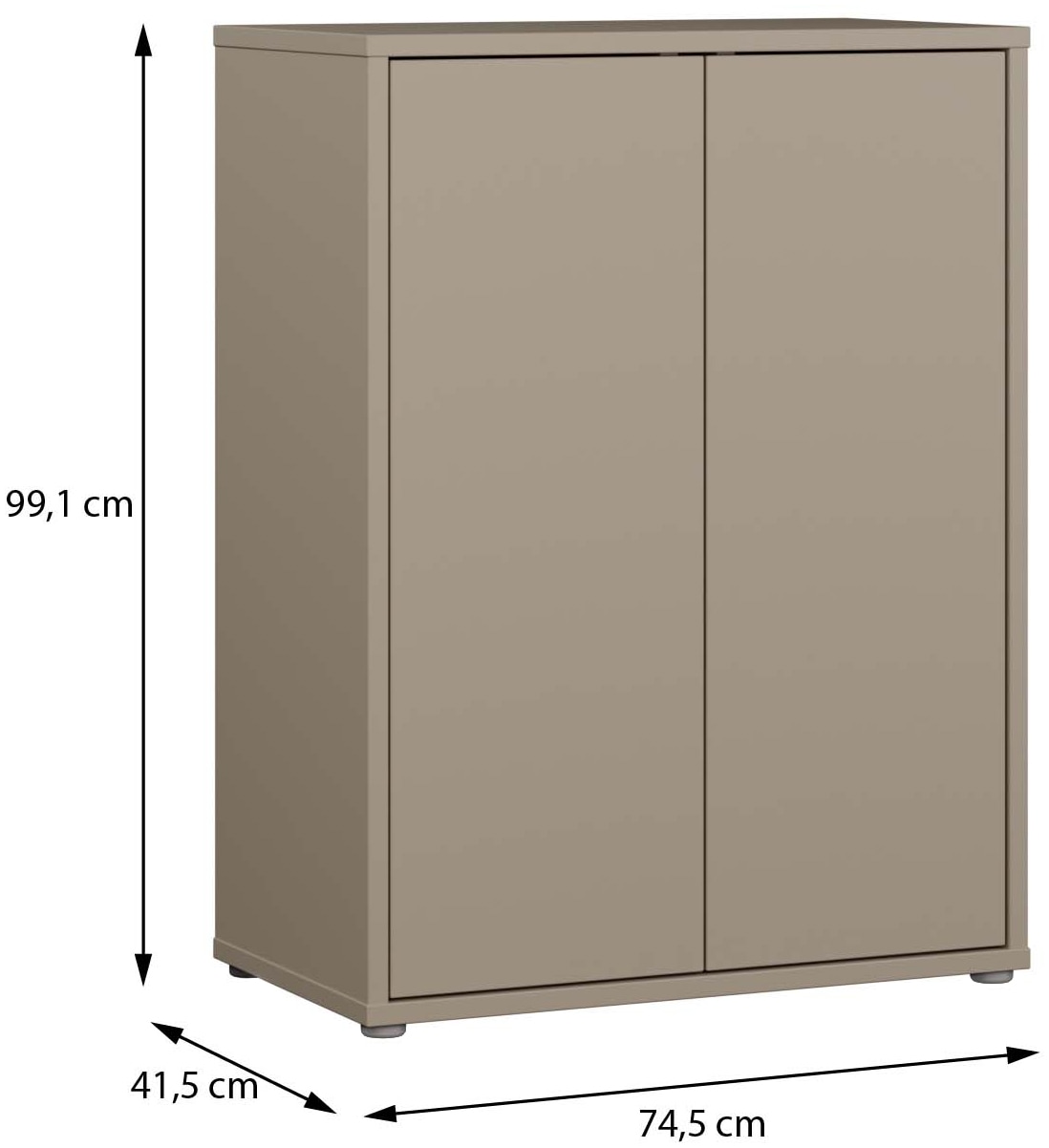 FORTE Commode »Alice Springs. Kommode, 2 Türen, B/H/T 74,5/99,1/41,5 cm« Portes sans poignées, ouverture par pression (Push to open)