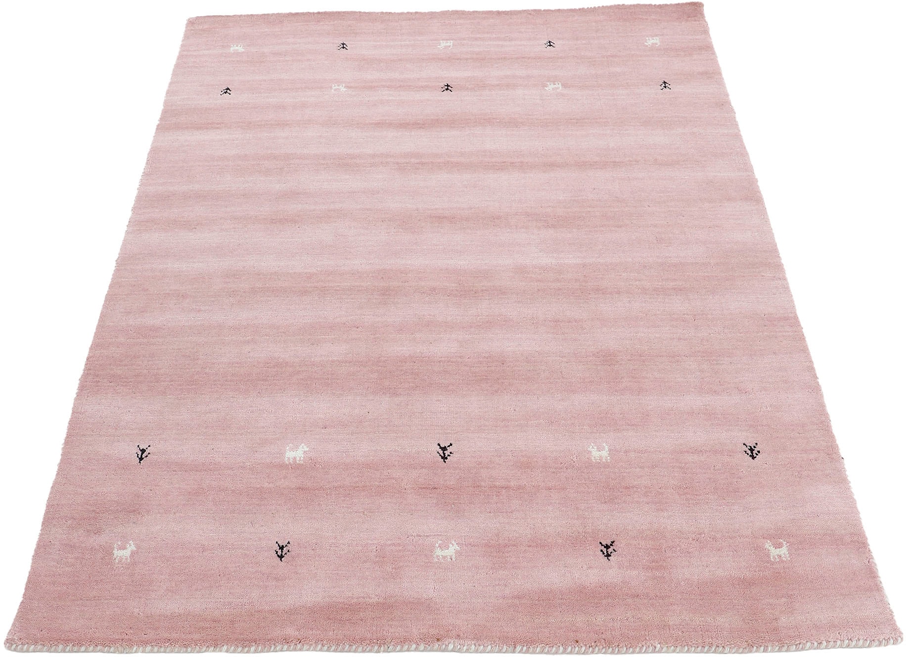 carpetfine Wollteppich »Gabbeh Uni, auch als Läufer erhältlich«, rechteckig, 15 mm Höhe, reine Wolle, handgewebt, Gabbeh Loom Tiermotiv, grosse Farbauswahl