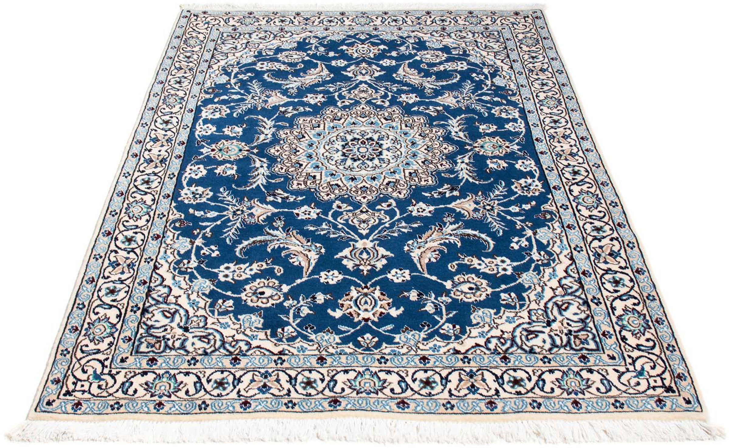Image of morgenland Orientteppich »Perser - Nain - Royal - 172 x 115 cm - blau«, rechteckig, 10 mm Höhe, Wohnzimmer, Handgeknüpft, Einzelstück mit Zertifikat bei Ackermann Versand Schweiz