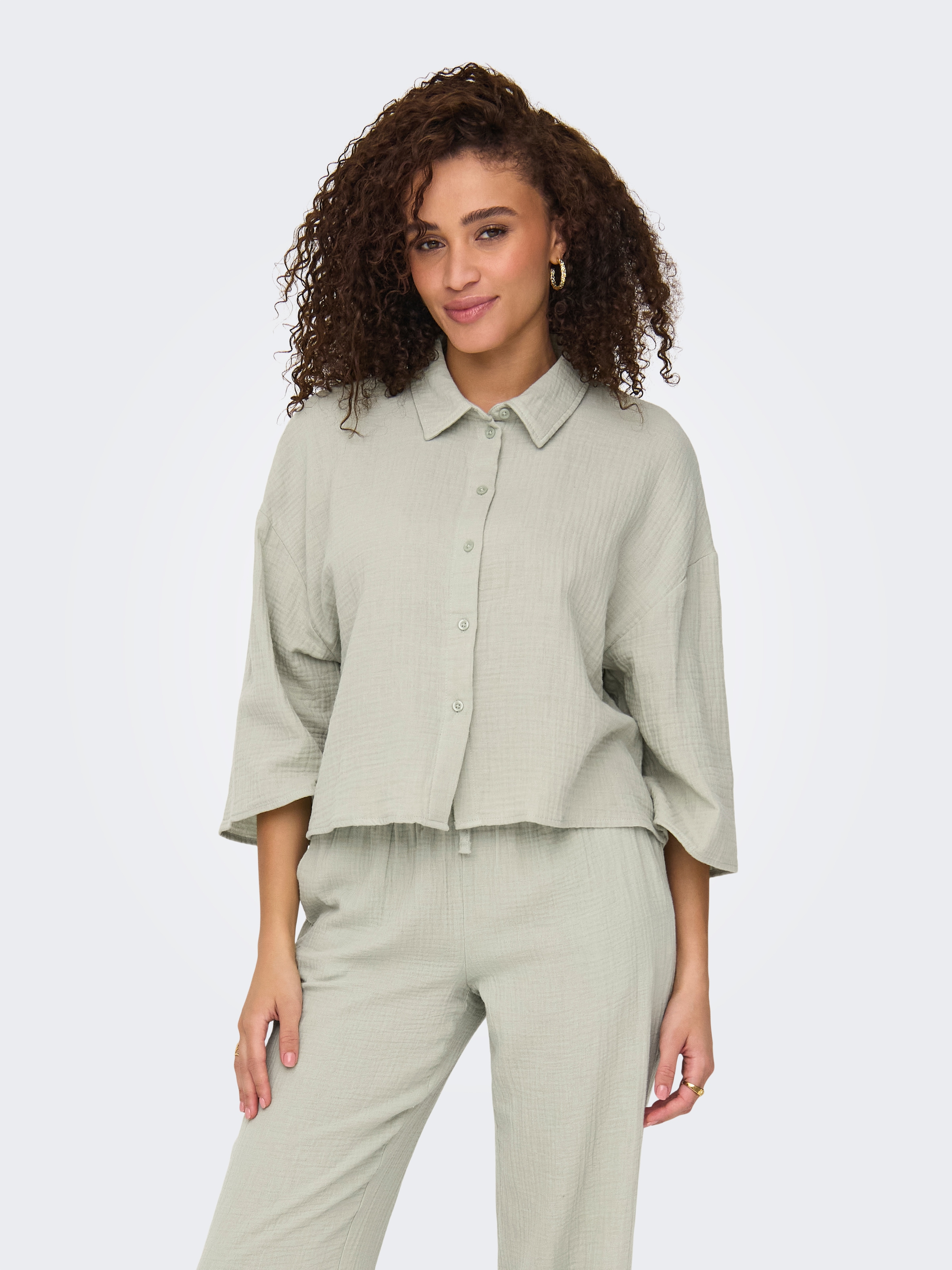 JDY Blouse chemise »JDYTHEIS LIFE 3/4 CROP SHIRT WVN NOOS« Baumwolle, regular fit