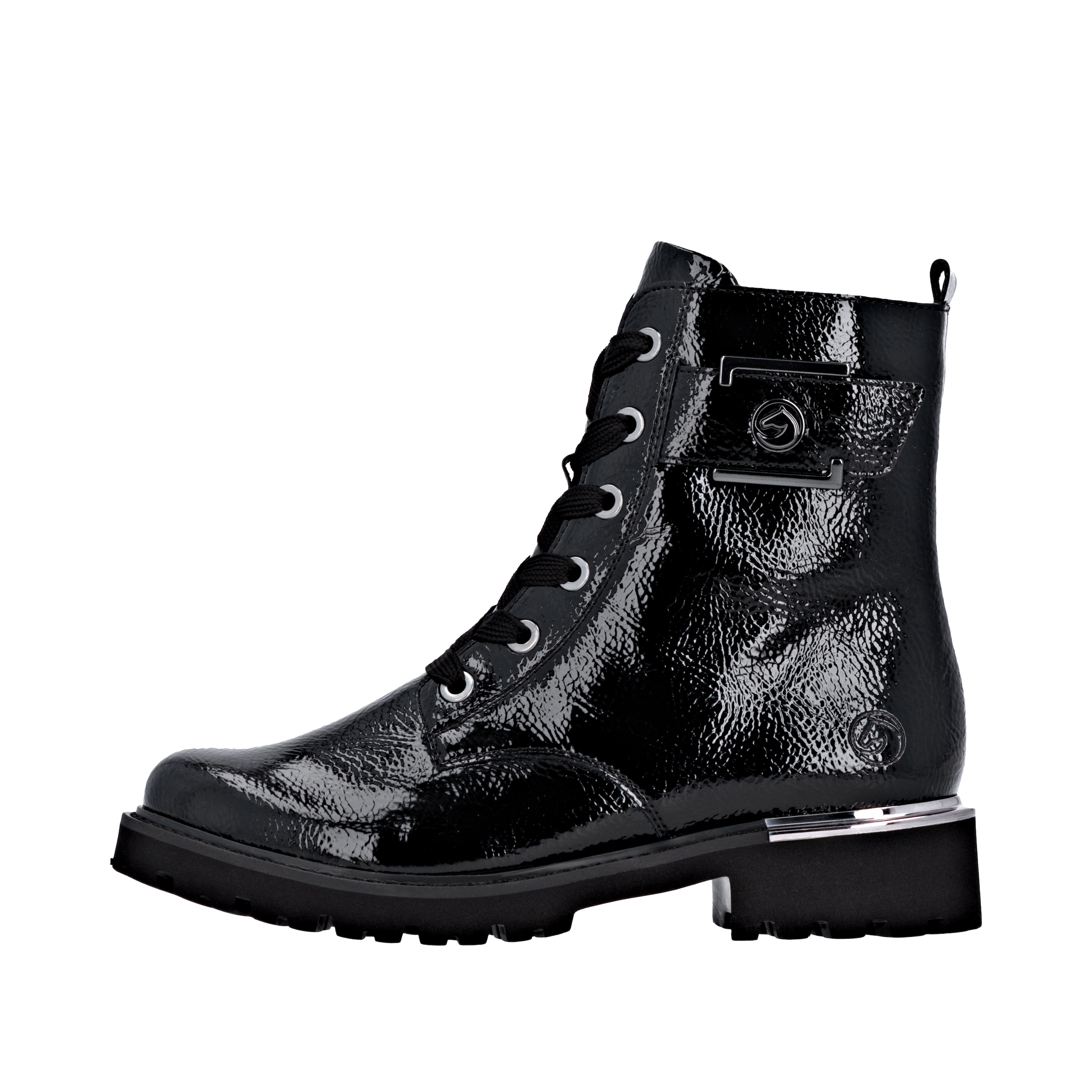 Remonte Schnürstiefelette  , Blockabsatz, Schnürboots im Kroko-Look, Innenreissverschluss