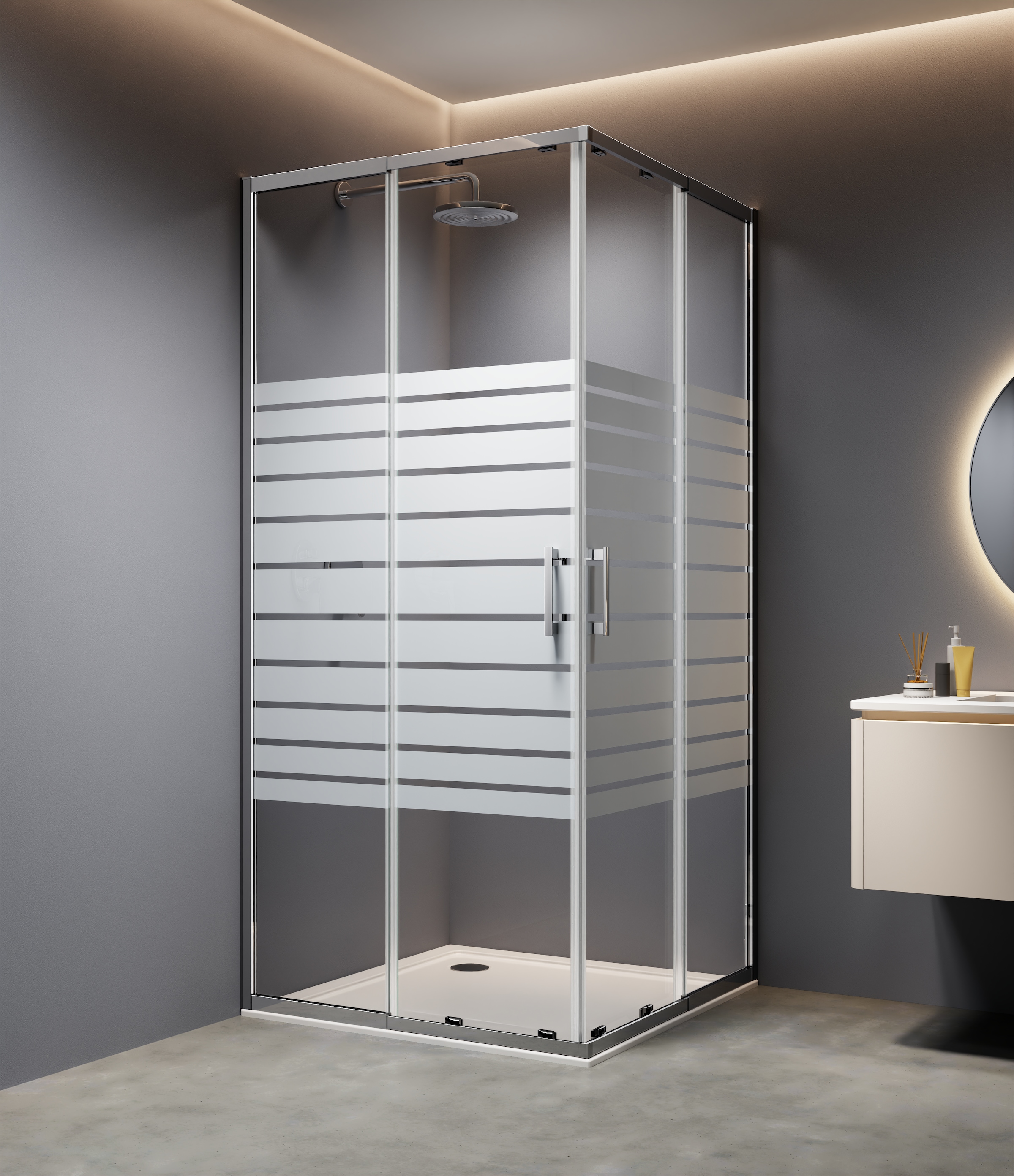 Image of welltime Eckdusche "Trento Slimline" Verstellbereich 80-90cm, 5mm ESG, verbessertes Rollensystem