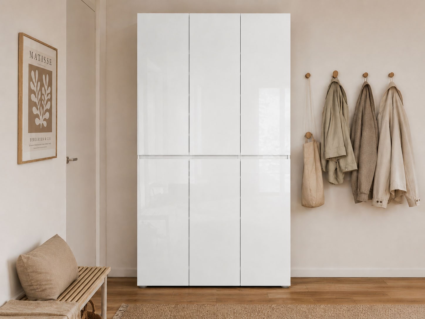 Home affaire Armoire à chaussures »MISTER Schuhkommode, Schuhmöbel, Schuhregal, Hochglanz lackiert« largeur 120 cm, hauteur 200 cm, 6 portes, 24 compartiments, env. 58 paires de chaussures